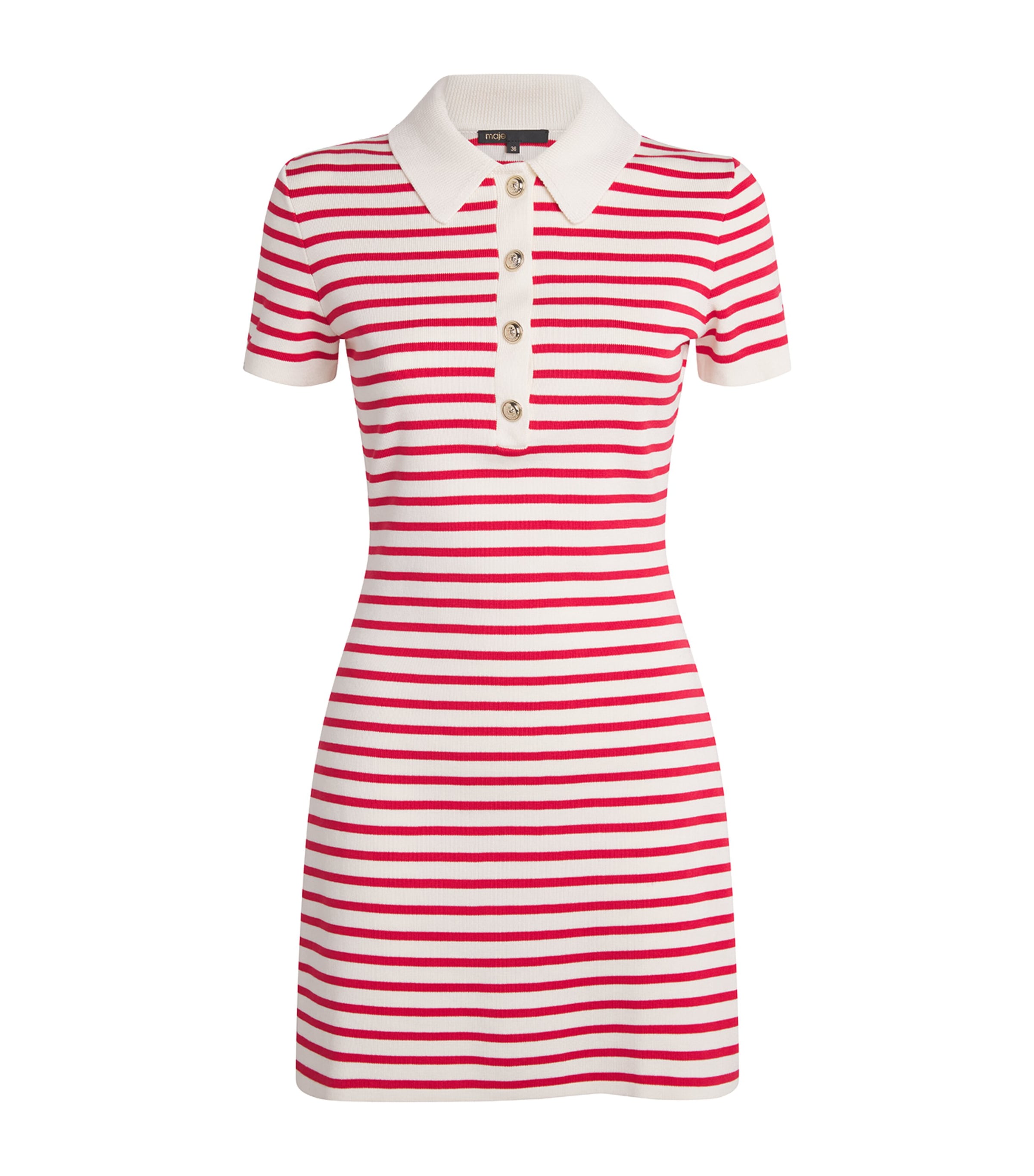 Maje Womens Cotton-Blend Stripe Mini Dress Red Image 1