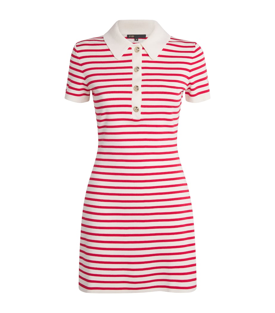 Maje Womens Cotton-Blend Stripe Mini Dress Red Image 1
