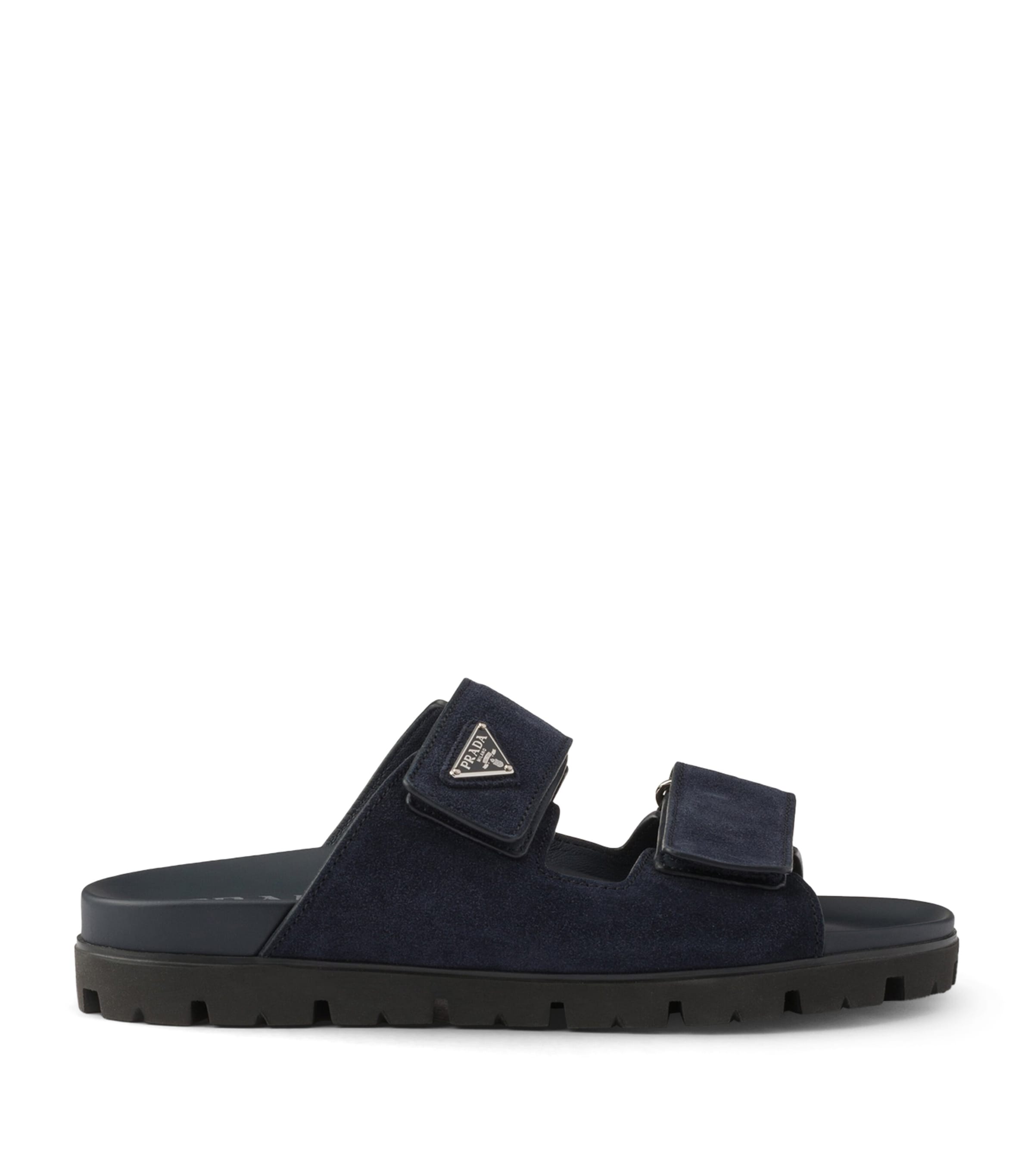 Prada Suede Velcro Sandals Blue Image 1