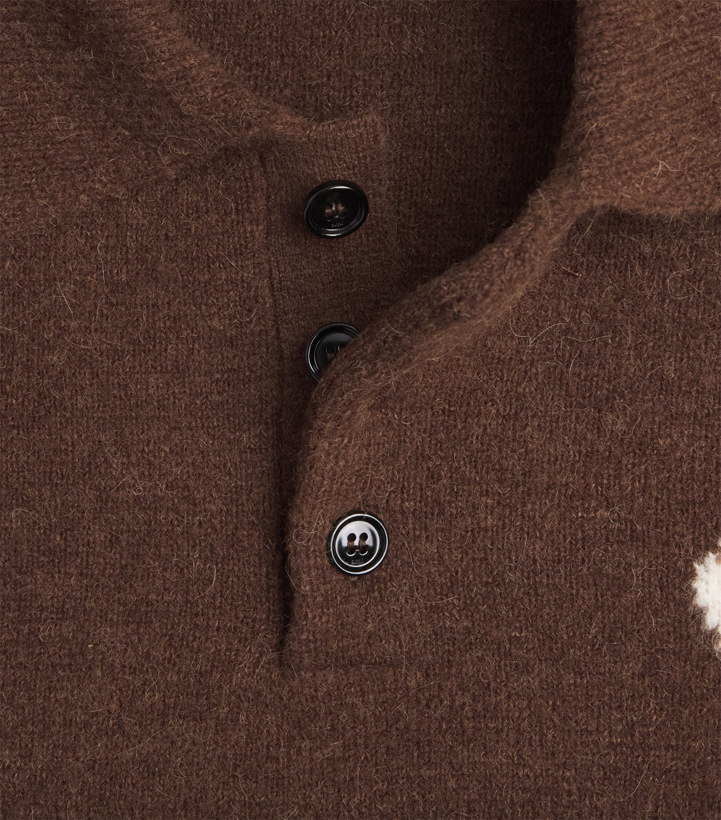 AMI Paris Mens Ami de Coeur Polo Sweater Mrron Choc/ecru Image 6