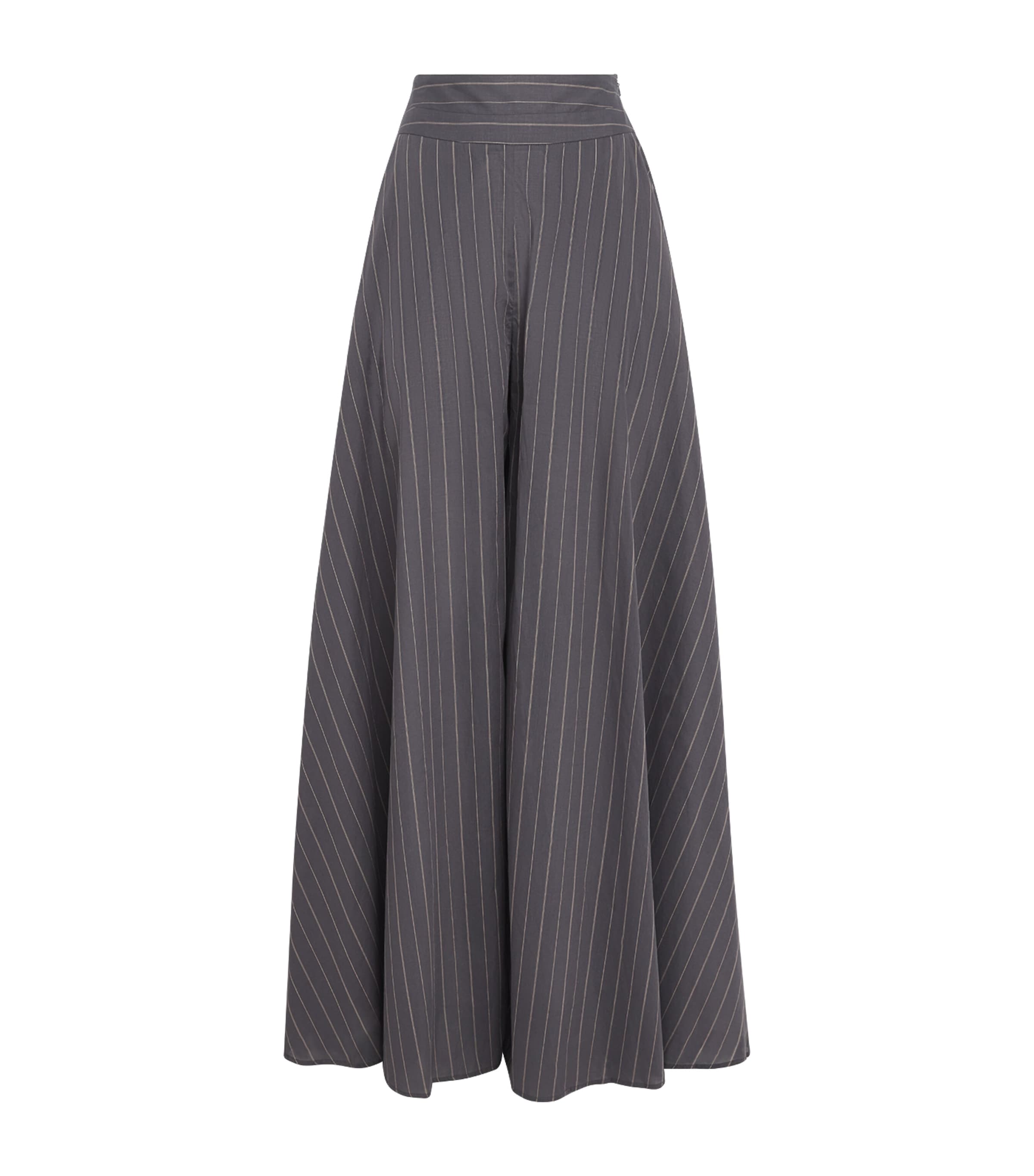 Palmer//Harding Womens Stretch-Cotton Stripe Lumen Trousers Grey Cotton Voile Image 1