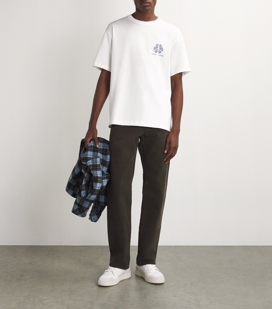 SAMSOE SAMSOE Mens Circle Logo Sajournal T-Shirt White Peace Image 2