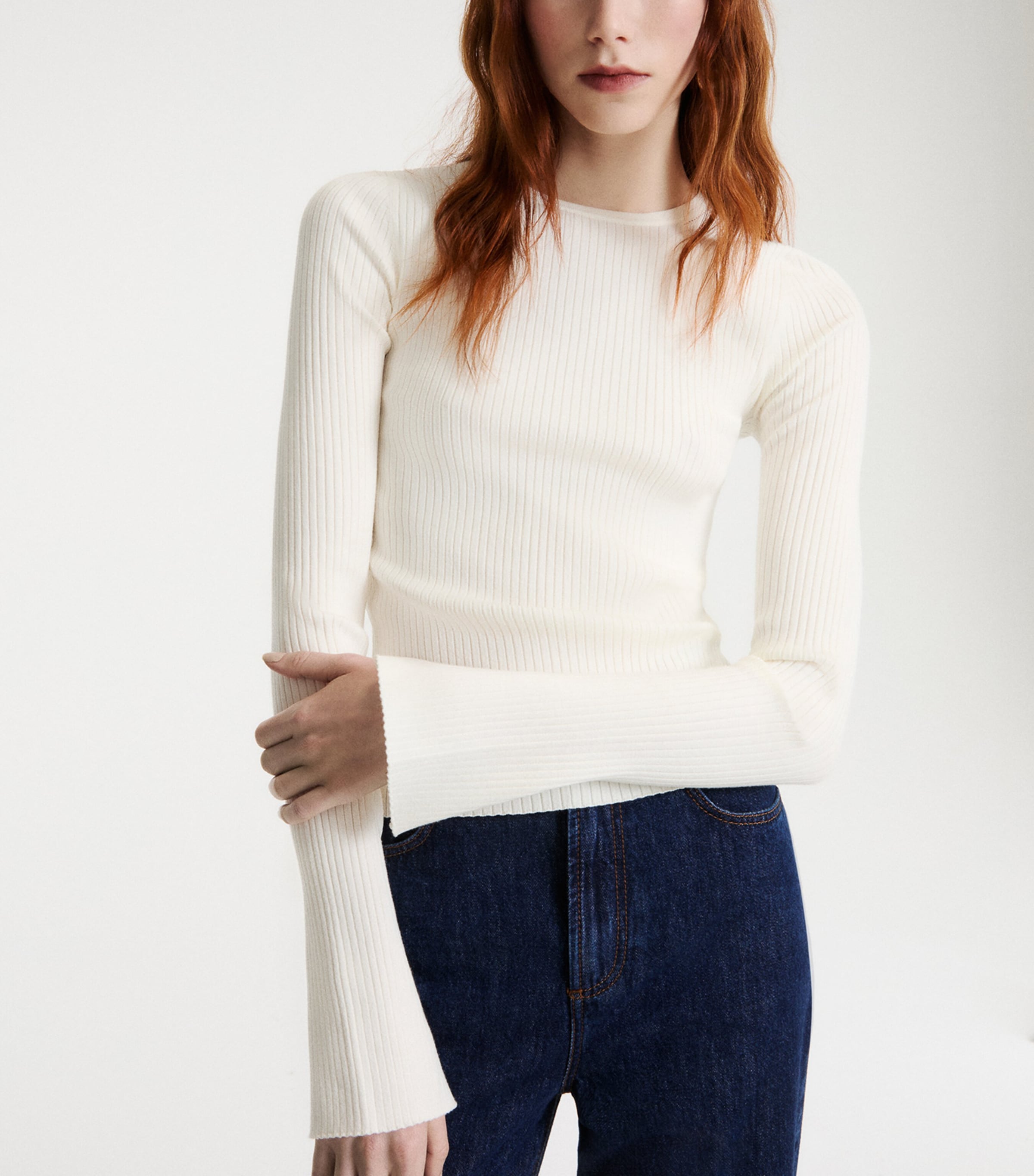 Marella Womens Slim Rib Sweater White Image 4