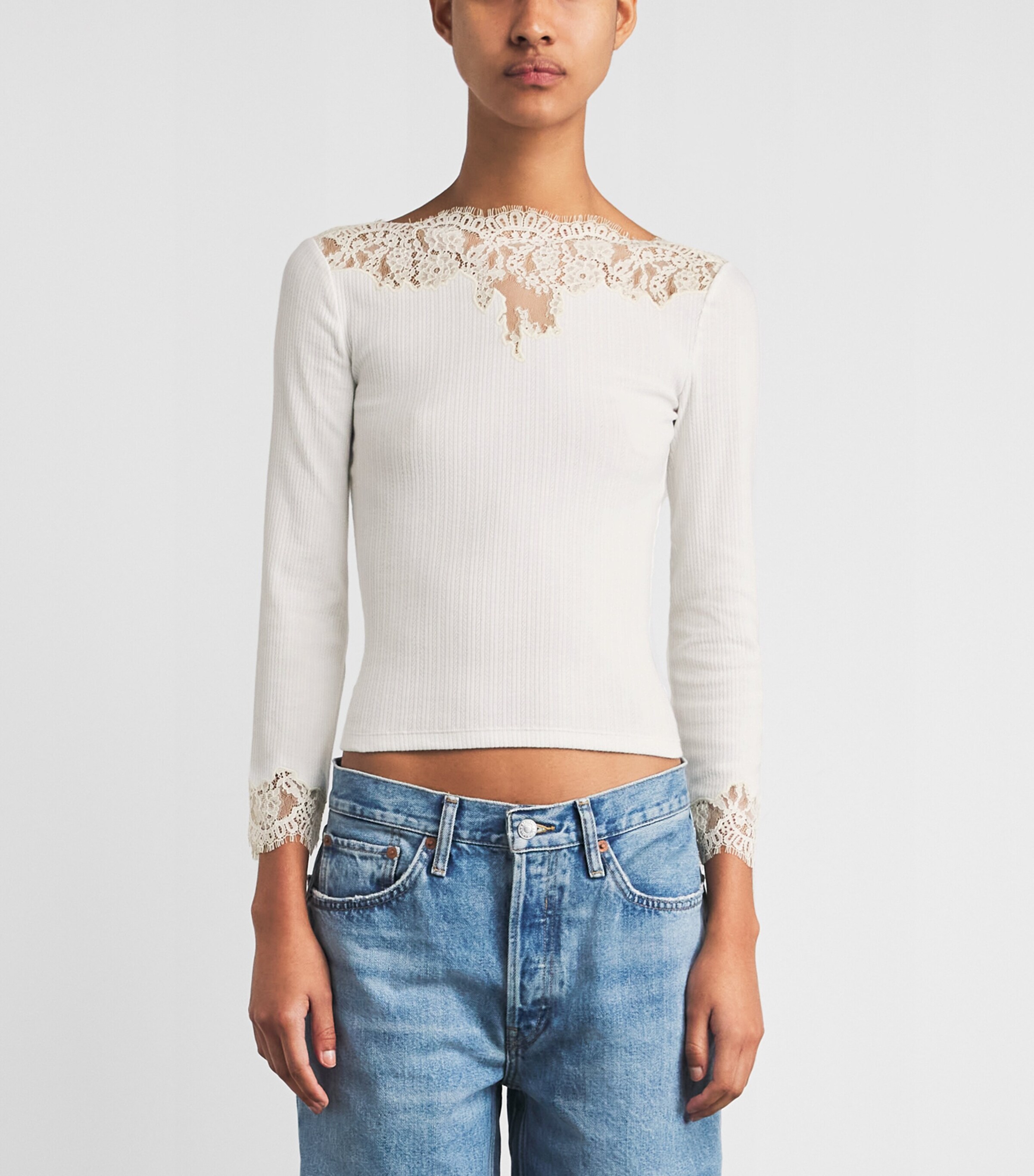 DÔEN Ivory Stretch-Cotton Lace Riana T-Shirt | Harrods US