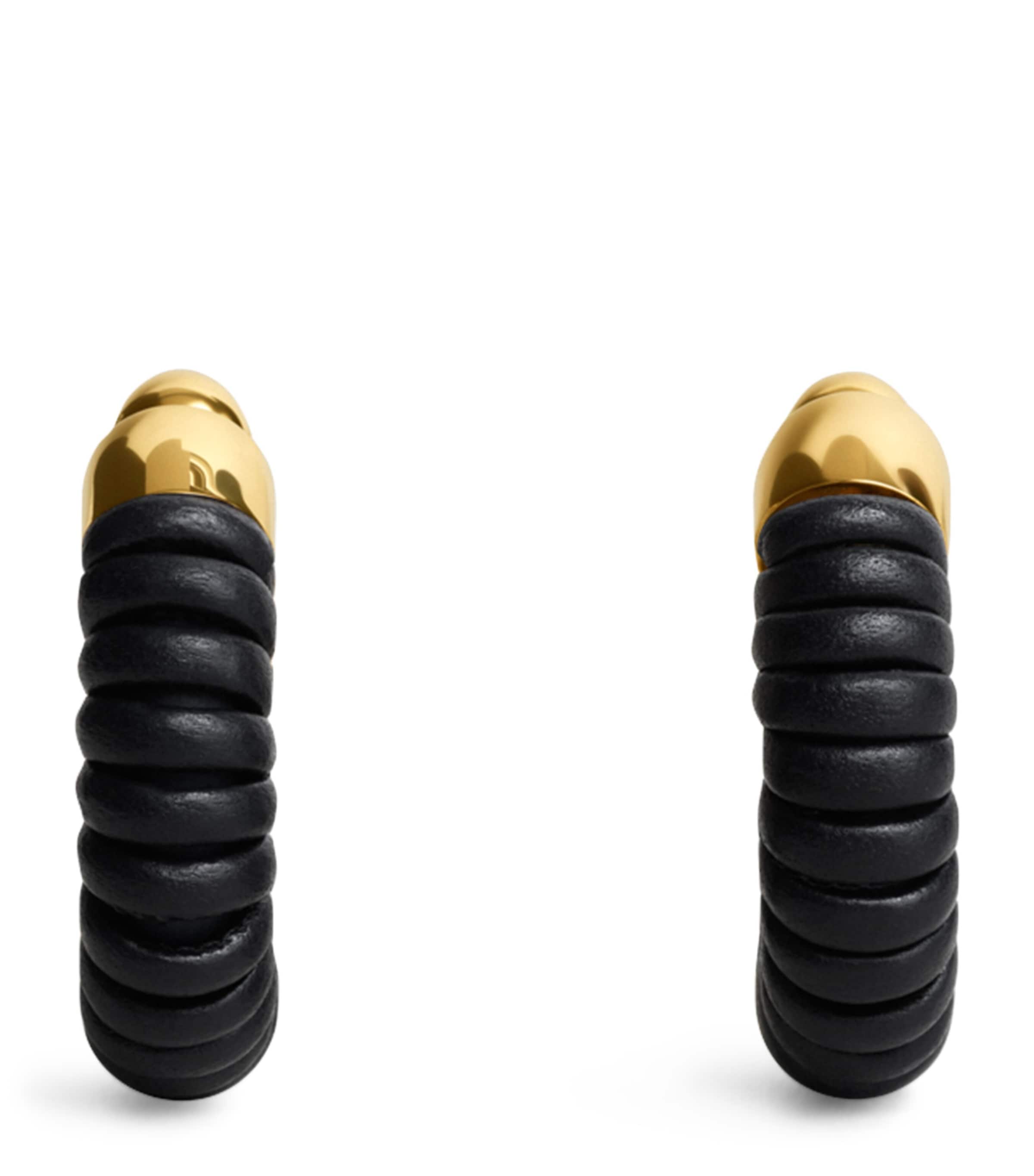 Alaïa Lambskin Tubular Hoop Earrings Marine/or Image 1