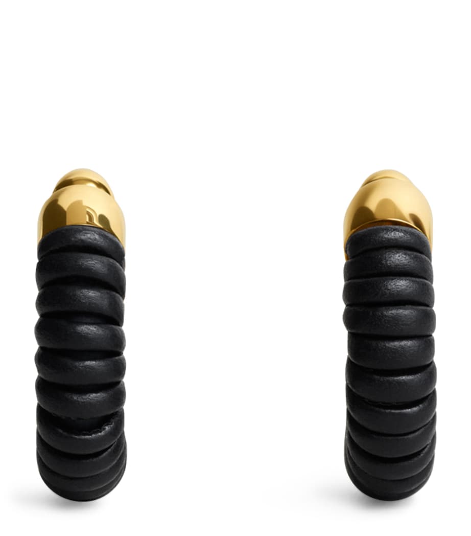 Alaïa Lambskin Tubular Hoop Earrings Marine/or Image 1