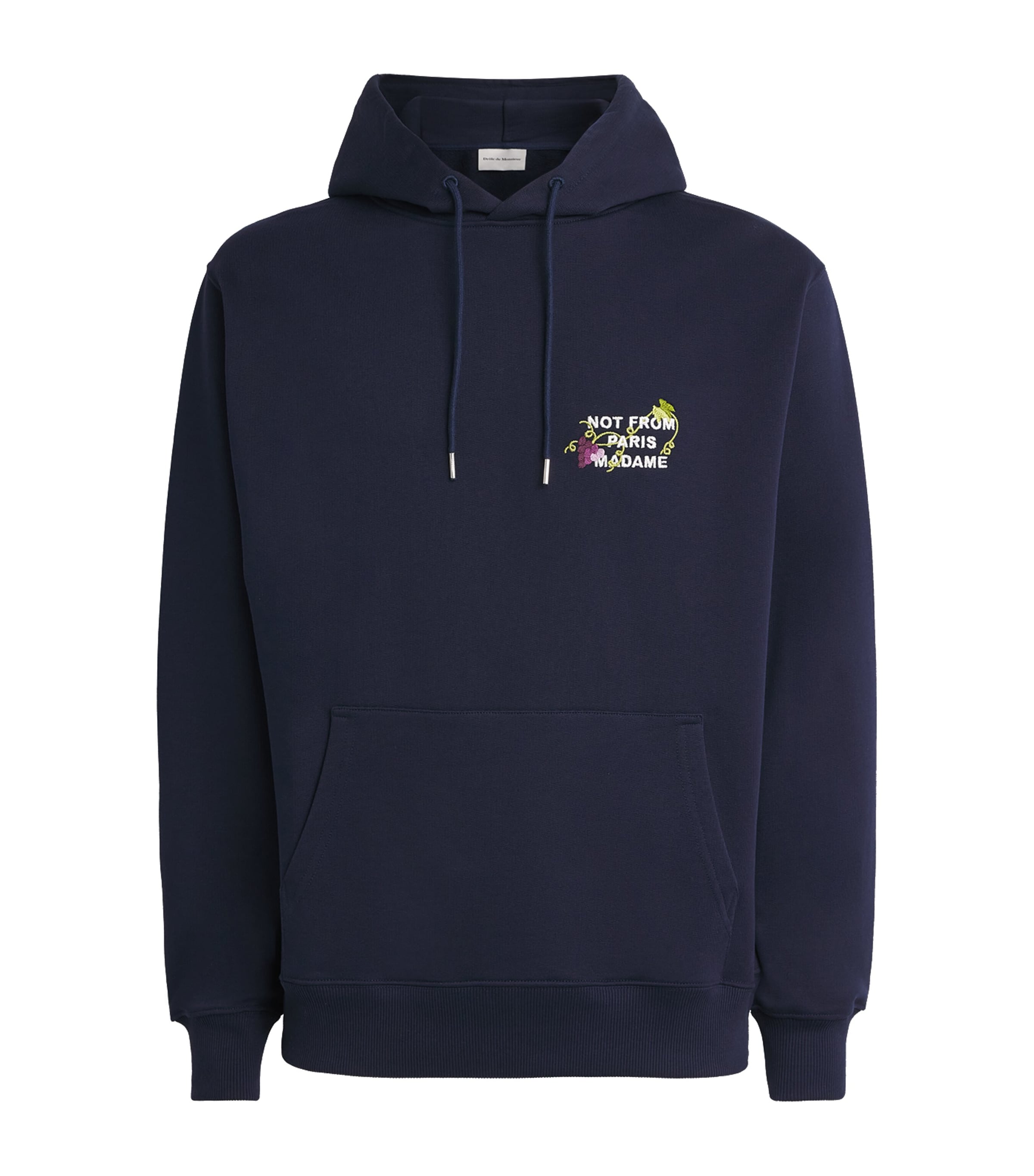 Drôle de Monsieur Mens Cotton Vine Slogan Hoodie Navy Image 1