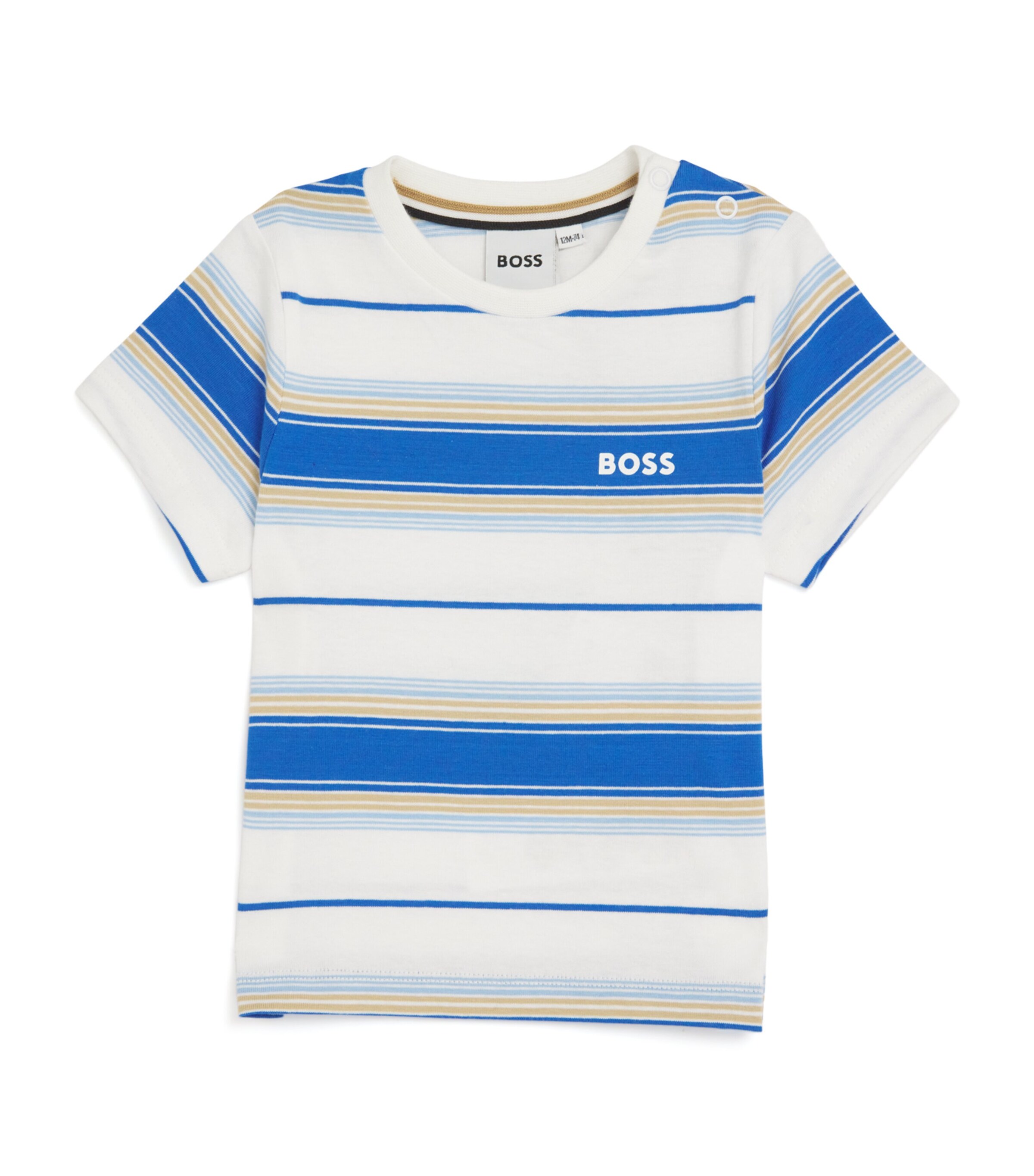 BOSS Kidswear Cotton Stripe Logo T-Shirt (3-18 Months) Pale Blue Image 1