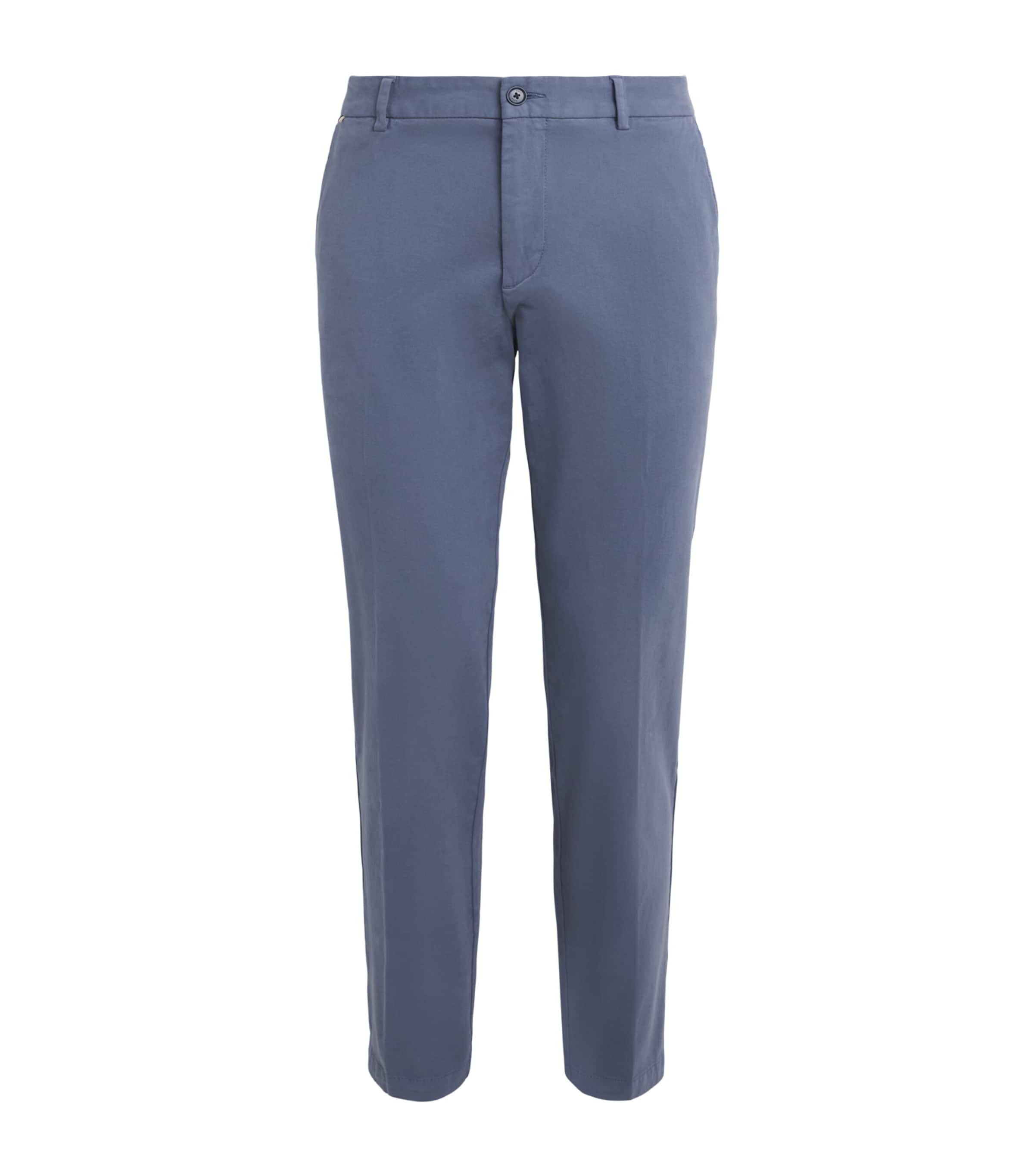 BOSS Mens Stretch-Cotton Straight Trousers Open Blue Image 1