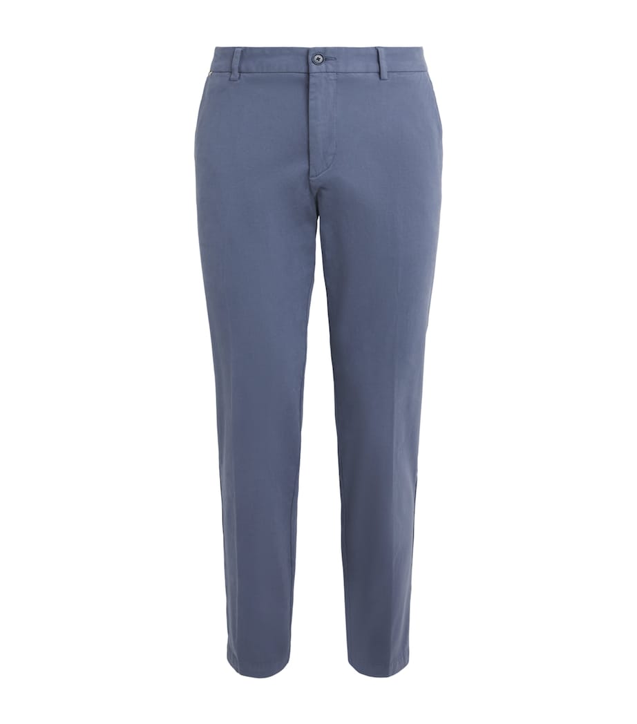 BOSS Mens Stretch-Cotton Straight Trousers Open Blue Image 1