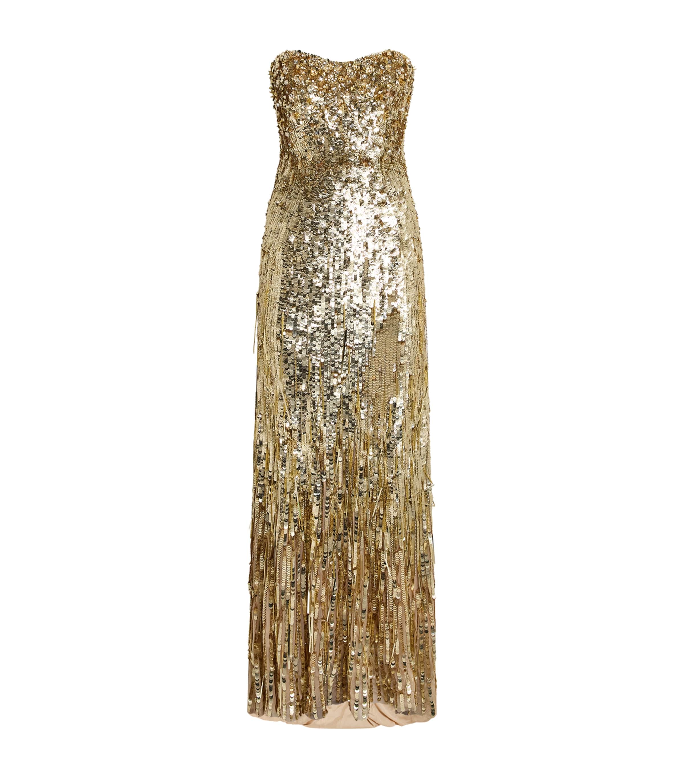 Jenny Packham Womens Embellished Kimi Gown Illusion Image 1