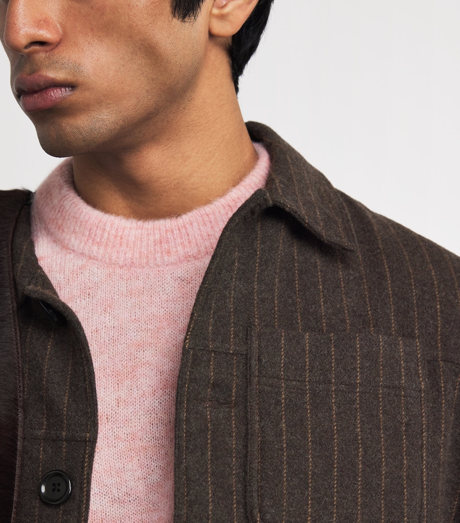 Wool-Blend Stripe Overshirt BROWN Image 6