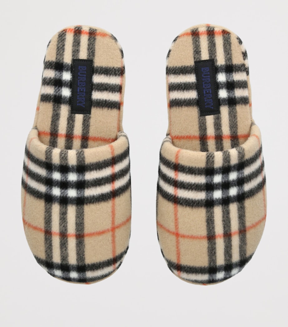 Wool-Blend Check Slippers BEIGE COMB Image 4