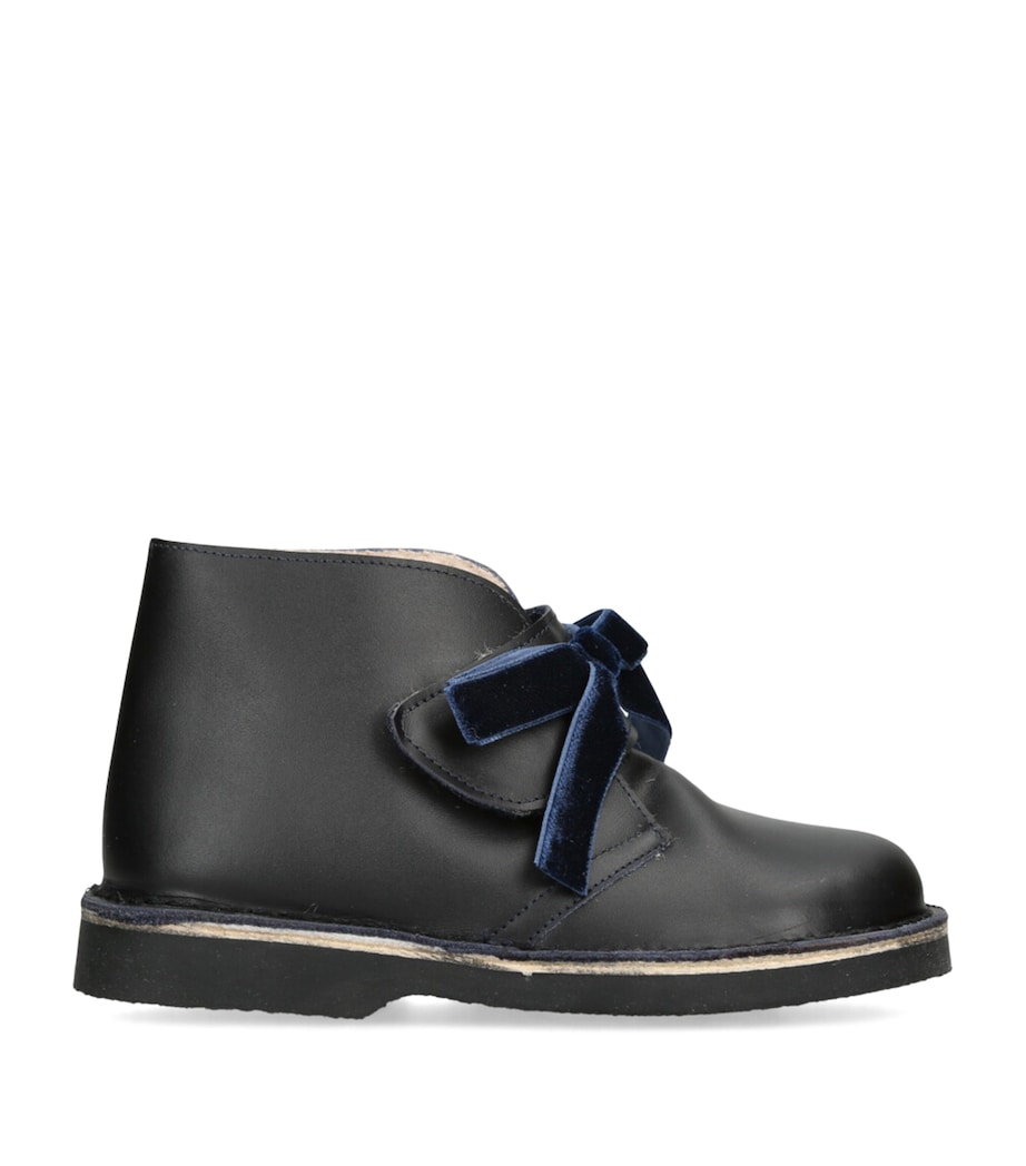 Leather Bow-Embellished Argenta Boots NAVY Image 1