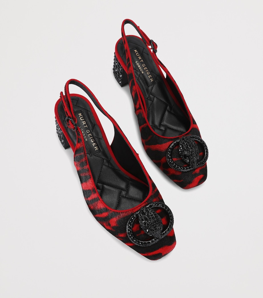 Kurt Geiger London Haircalf Chelsea Slingback Block Heels Red Comb Image 4