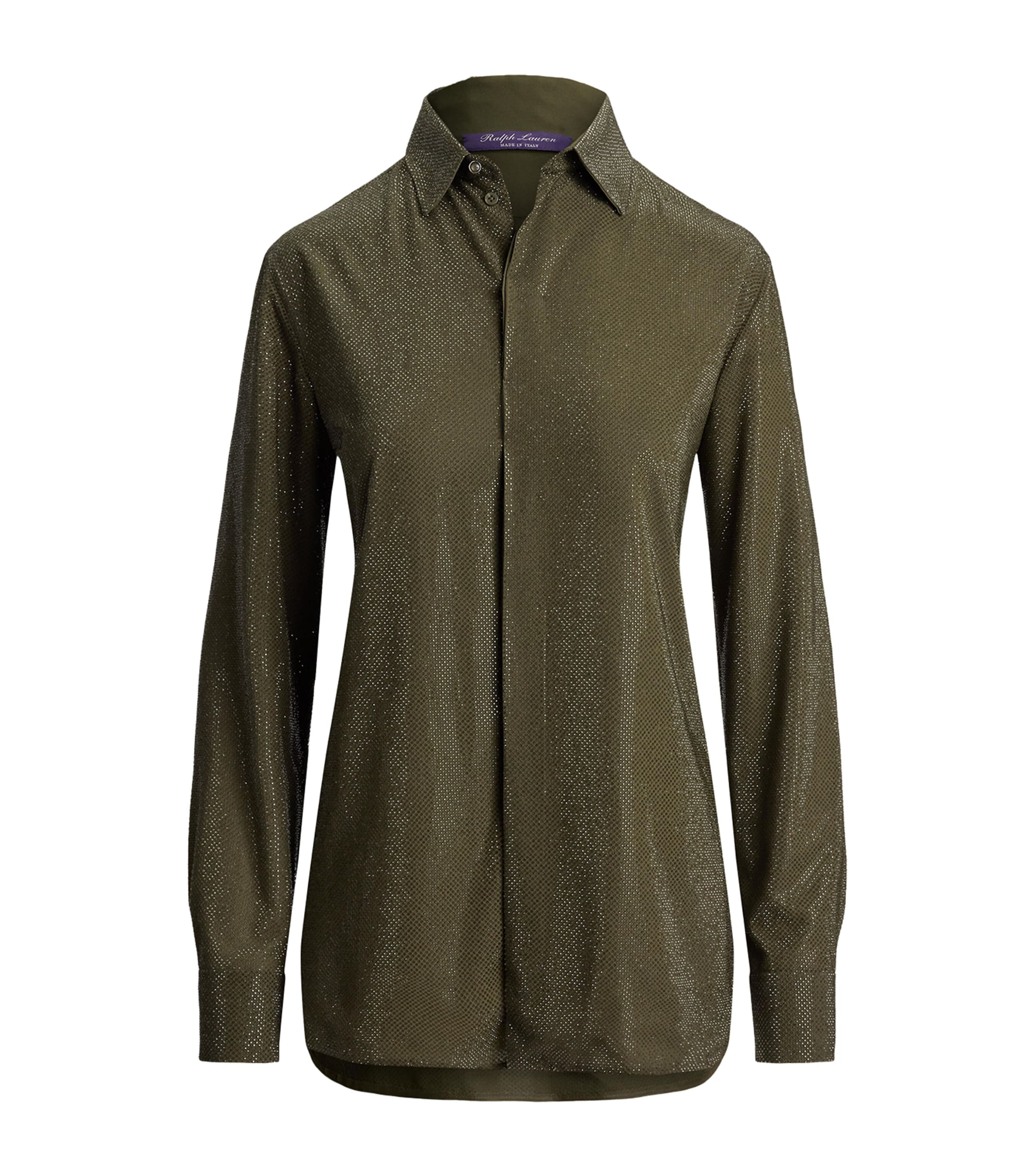 Ralph Lauren Collection Womens Silk Embellished Adrien Shirt Cypress Image 1