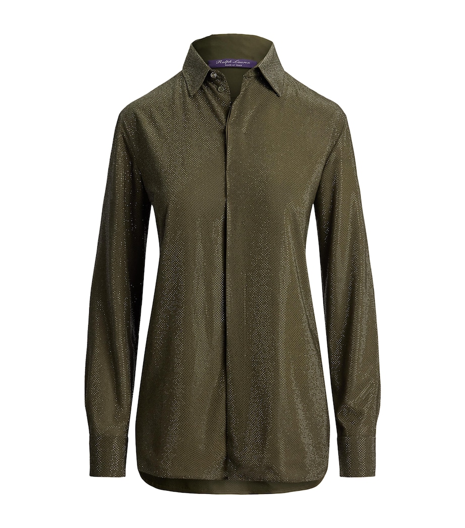 Ralph Lauren Collection Womens Silk Embellished Adrien Shirt Cypress Image 1
