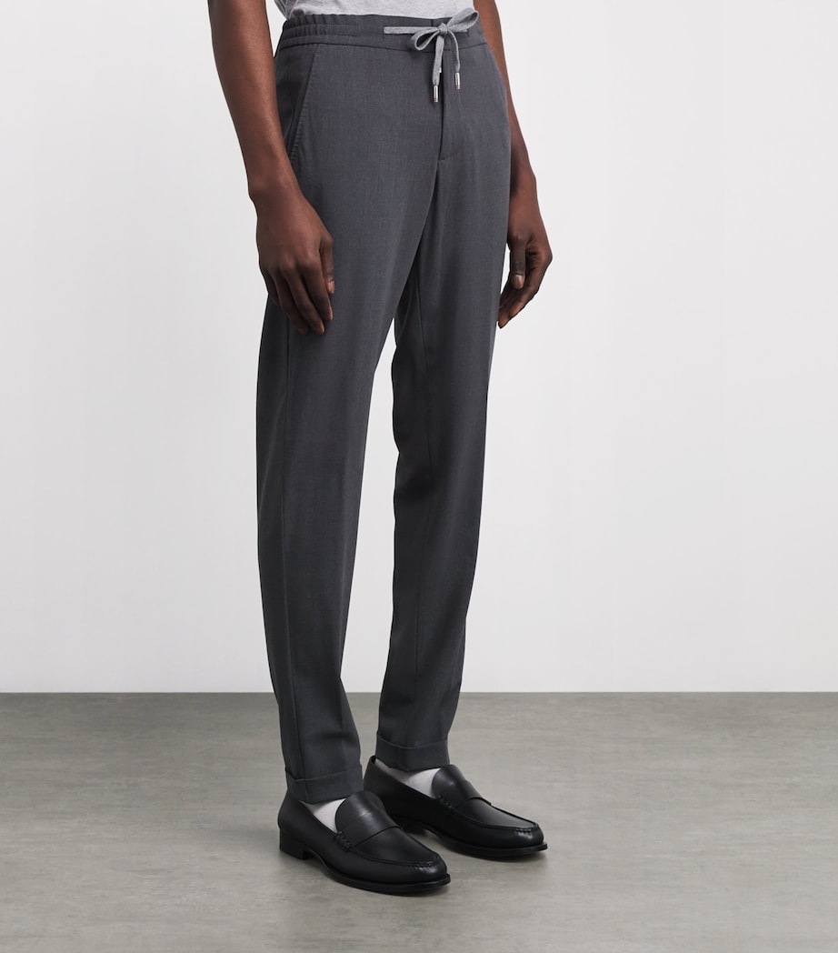 Virgin Wool-Blend Drawstring Trousers 03-DARK GREY Image 3