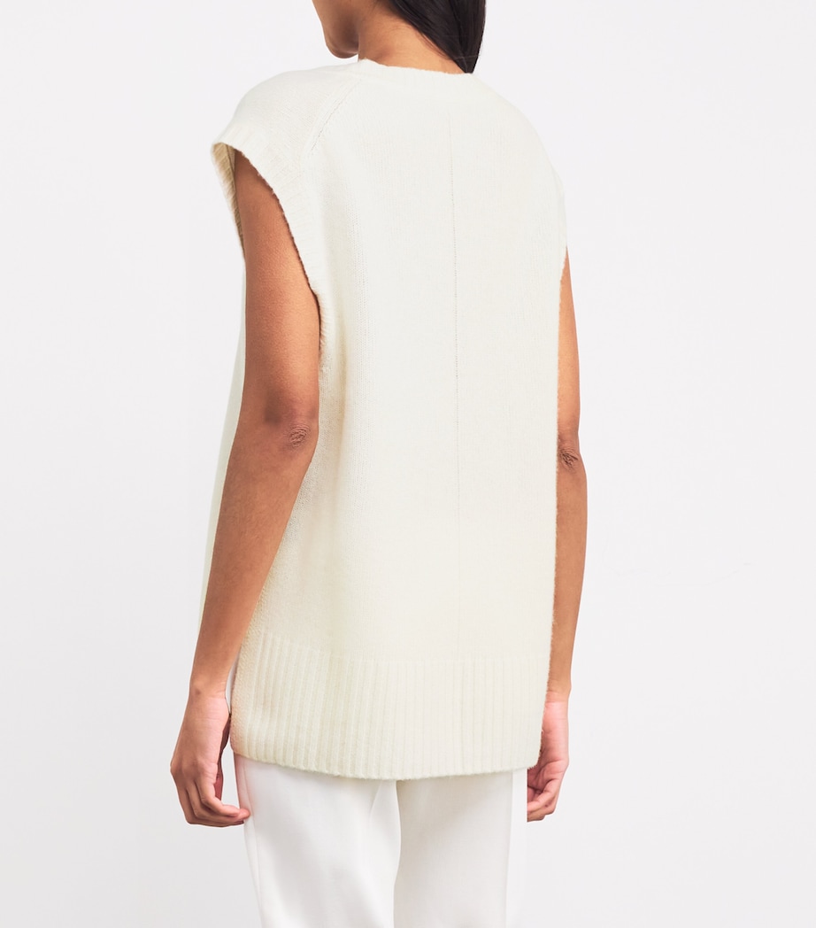 Open Cashmere V-Neck Sweater Vest IVORY Image 4