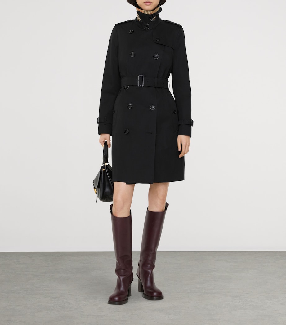 Burberry Womens Gabardine Chelsea Heritage Trench Coat Black Image 2