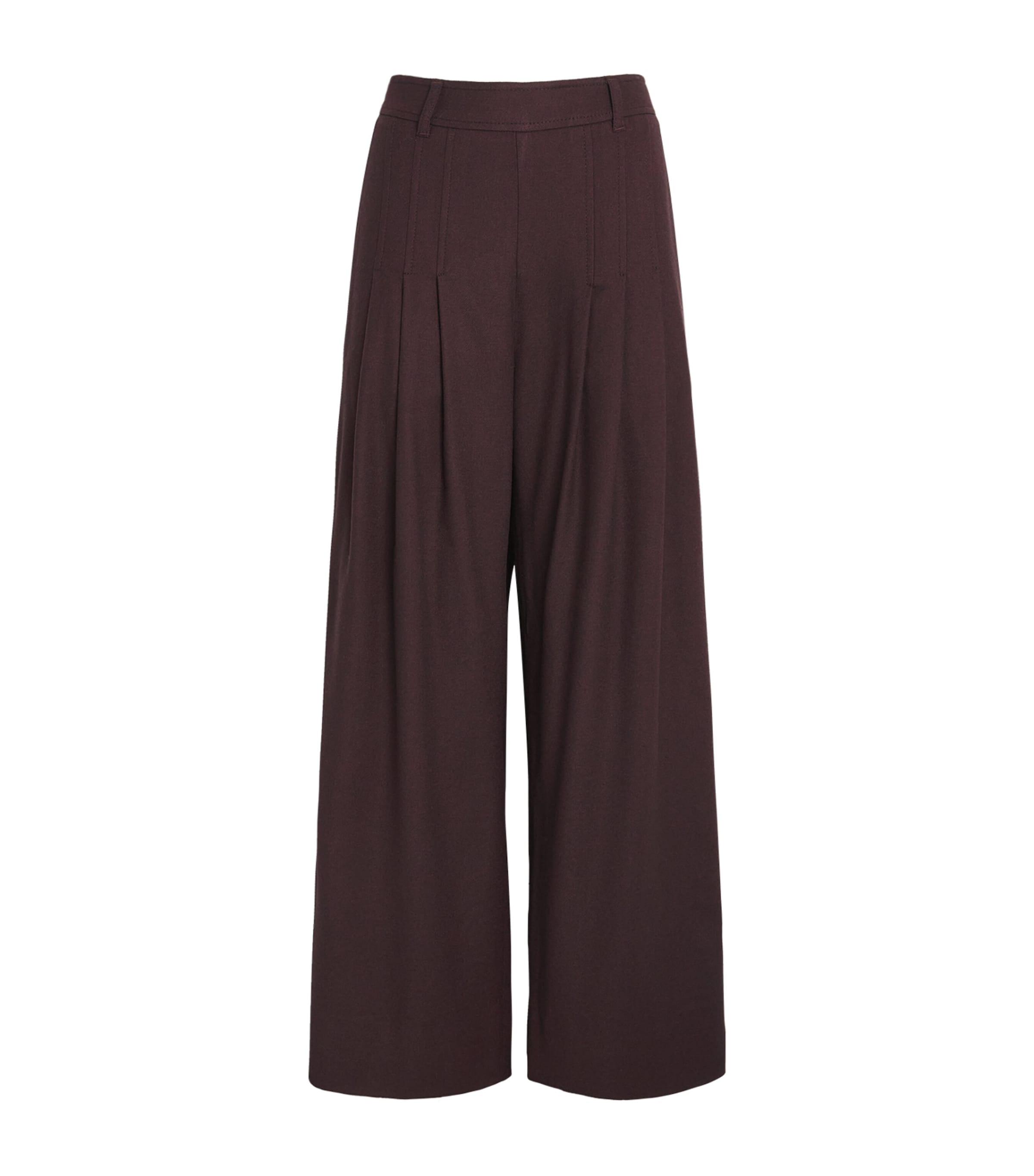 Pleated Wide-Leg Trousers BORDEAUX RED Image 1