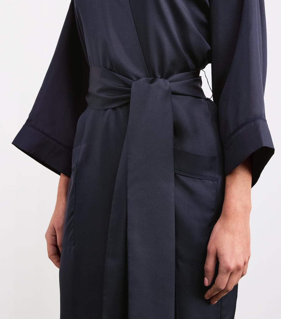 Silk Sabine Long Robe NAVY Image 4