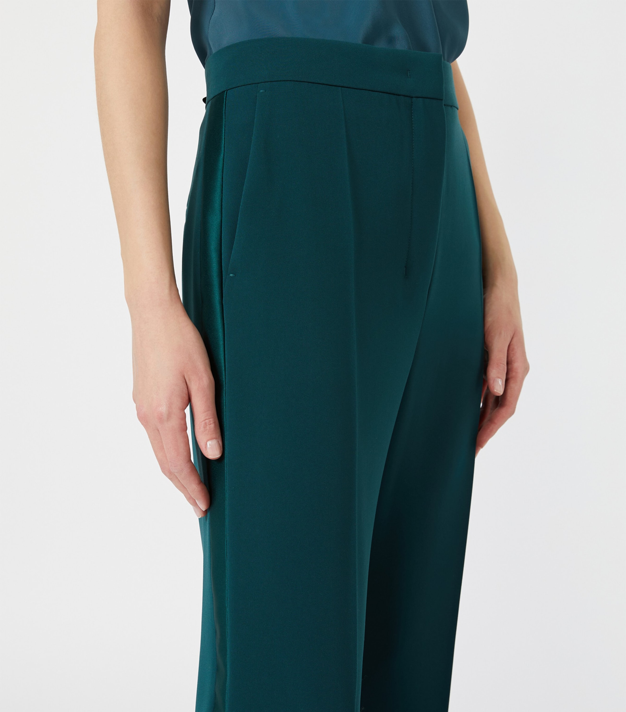 Max Mara Womens Flared Tuxedo Trousers Dark Green Image 5