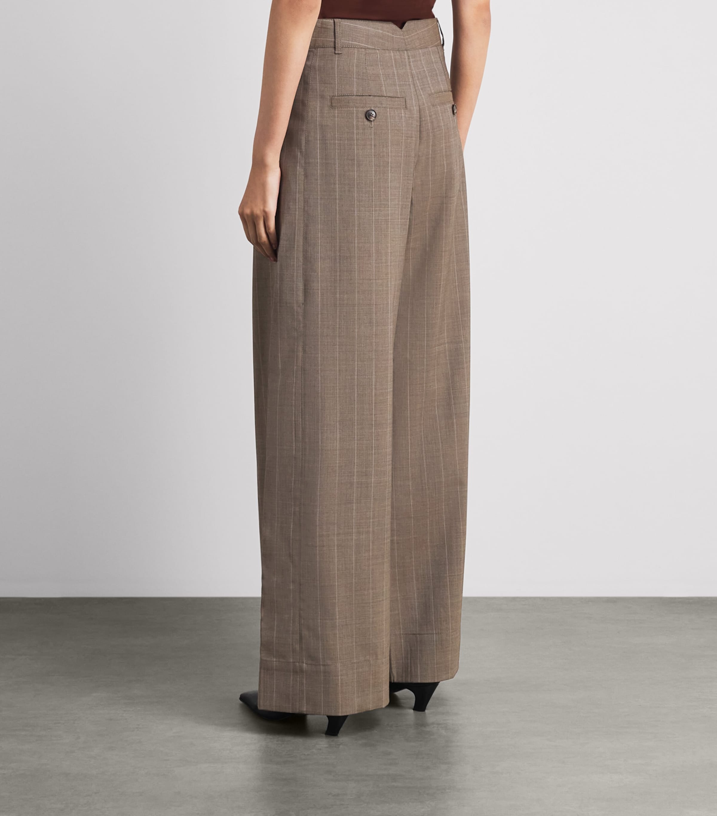 ME+EM Womens Wool Pinstripe Tailored Trousers Mole Image 5