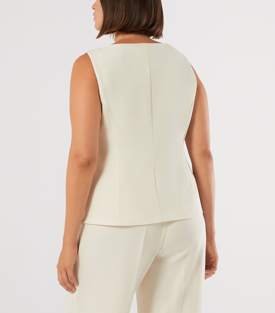 Marina Rinaldi Womens Scoop-Neck Waistcoat Top Champagne Image 4