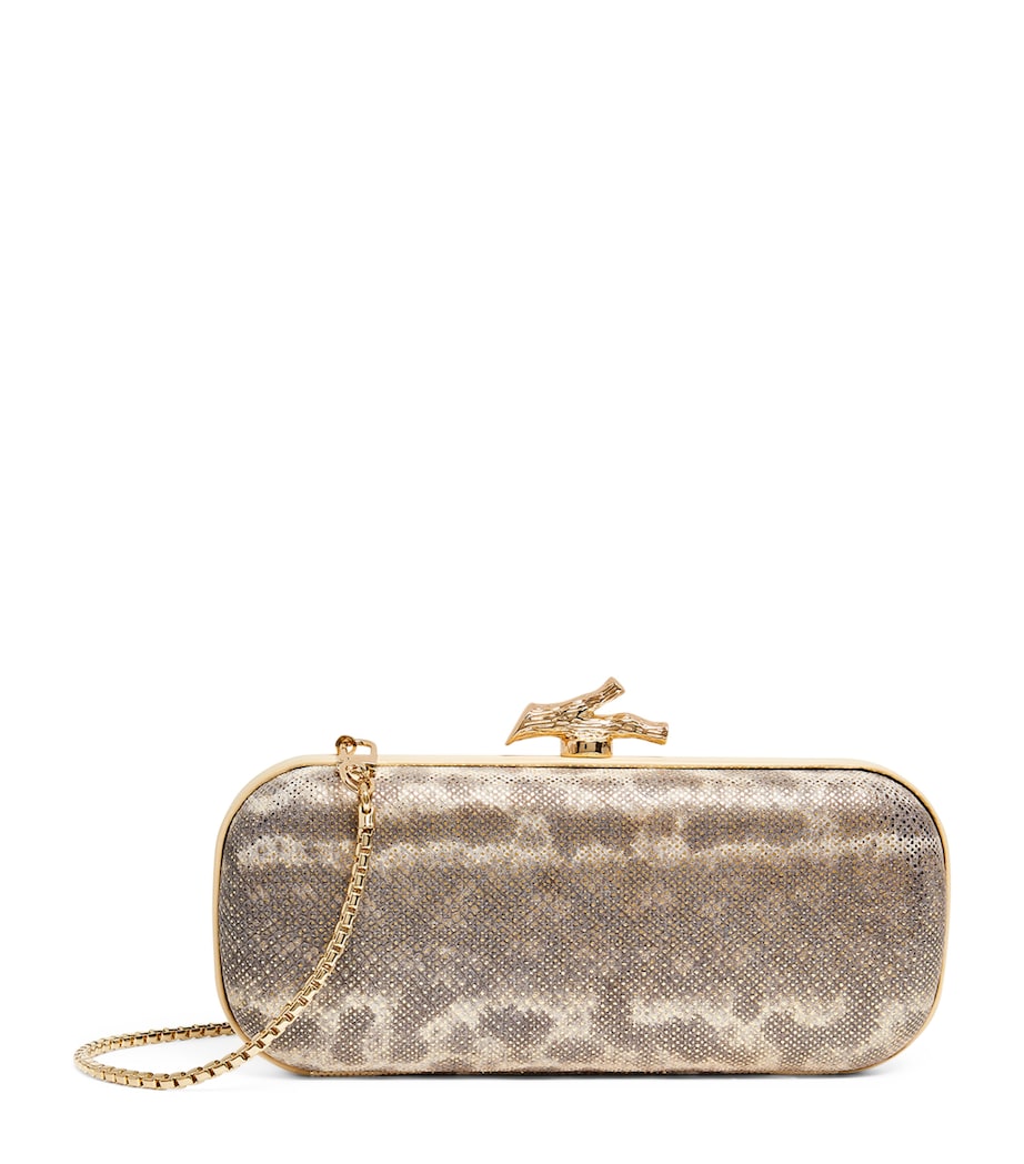 Maria Oliver Lizard Skin Emilia Clutch Bag Natural Corda Image 1