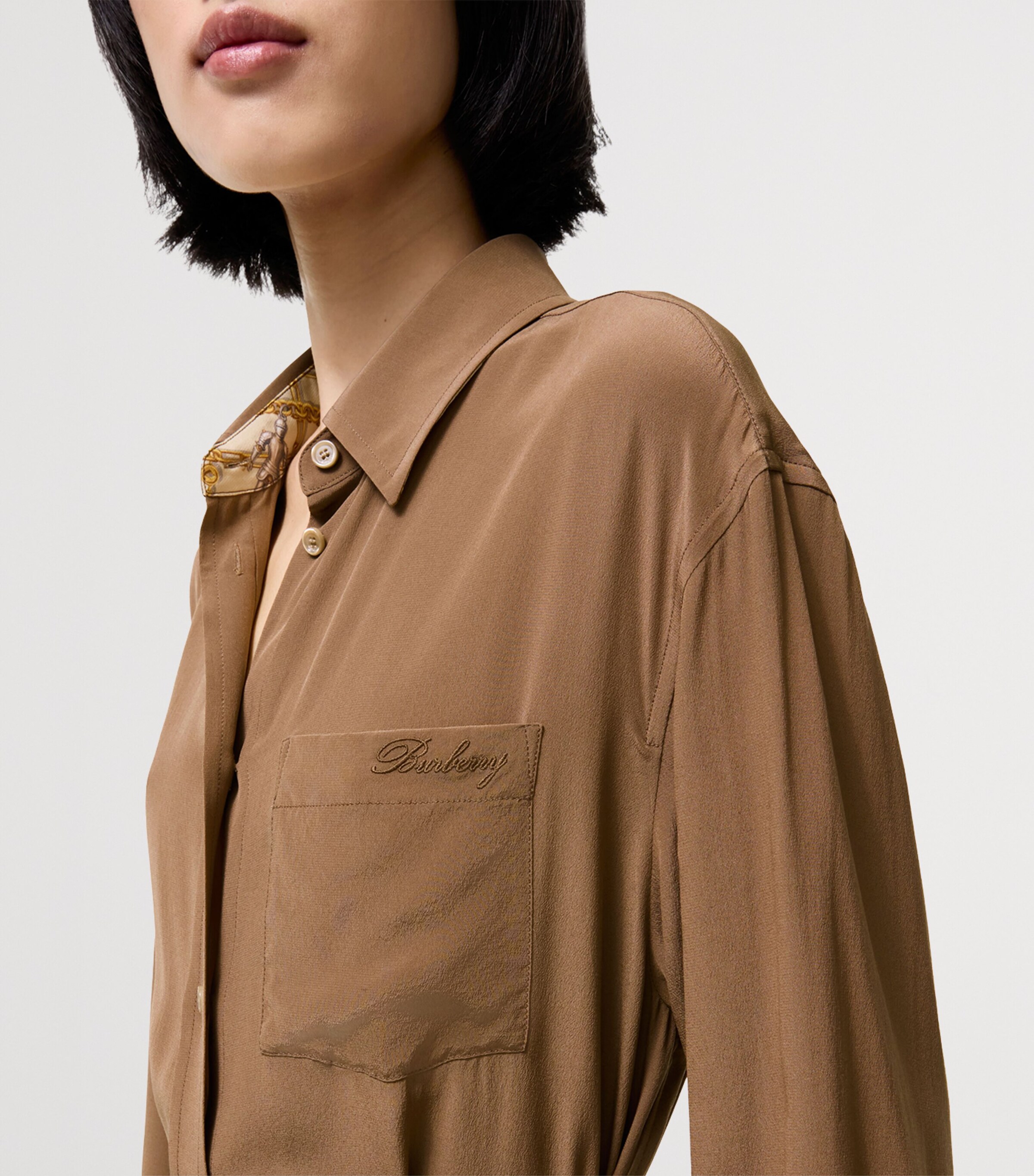 Burberry Womens Silk Crepe de Chine Mini Shirt Dress Puddle Image 4