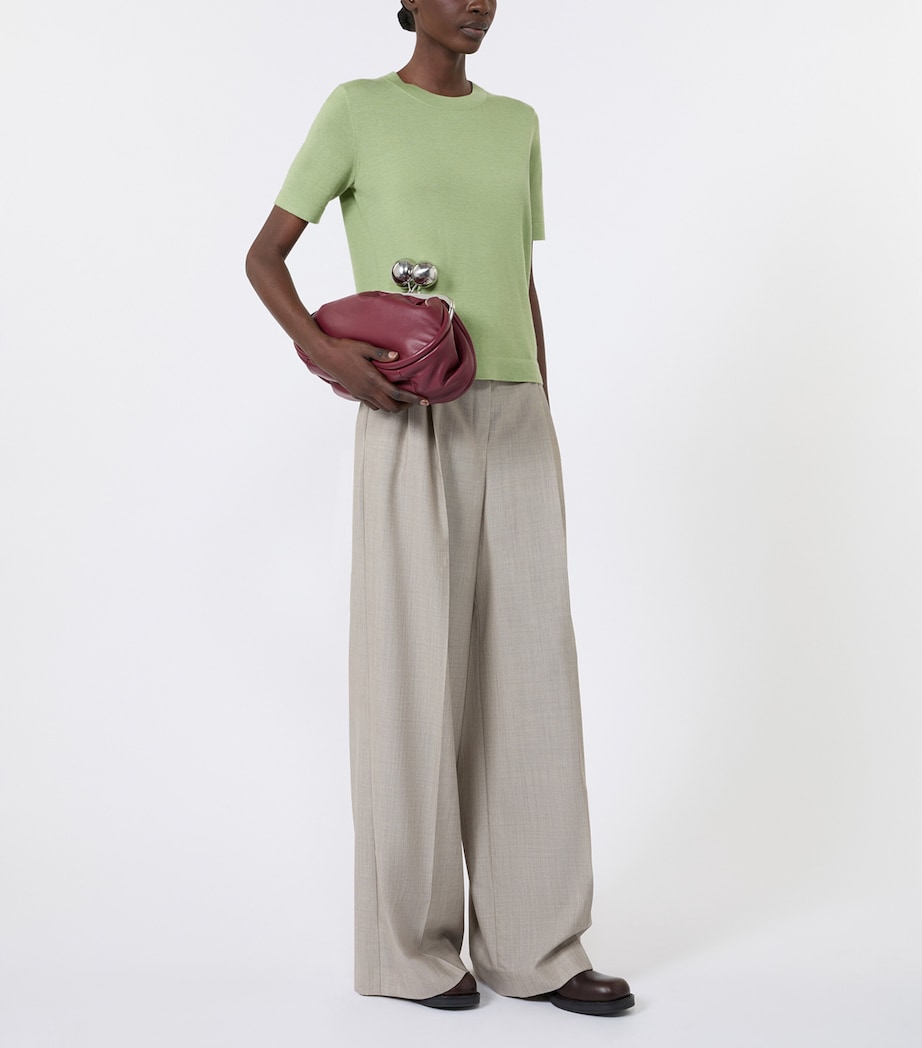 Weekend Max Mara Womens Wool-Silk Knit Top Green Image 2