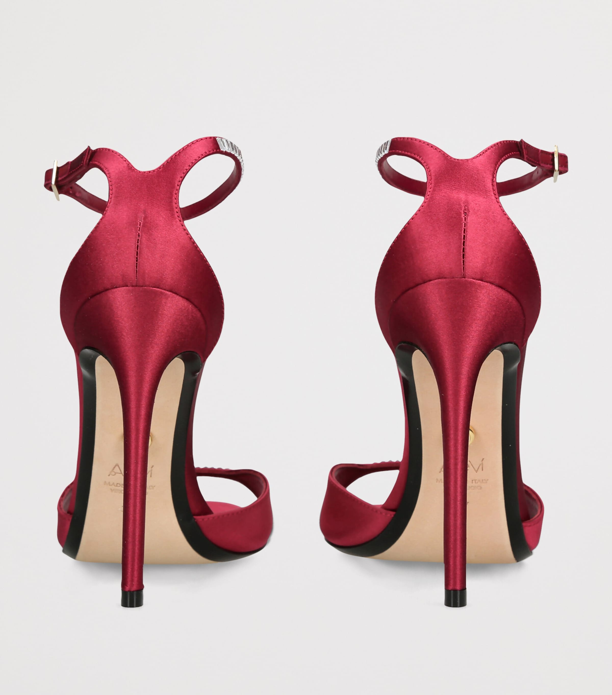 Alevì Satin Ninel Xtal Heeled Sandals 110 Red Image 4