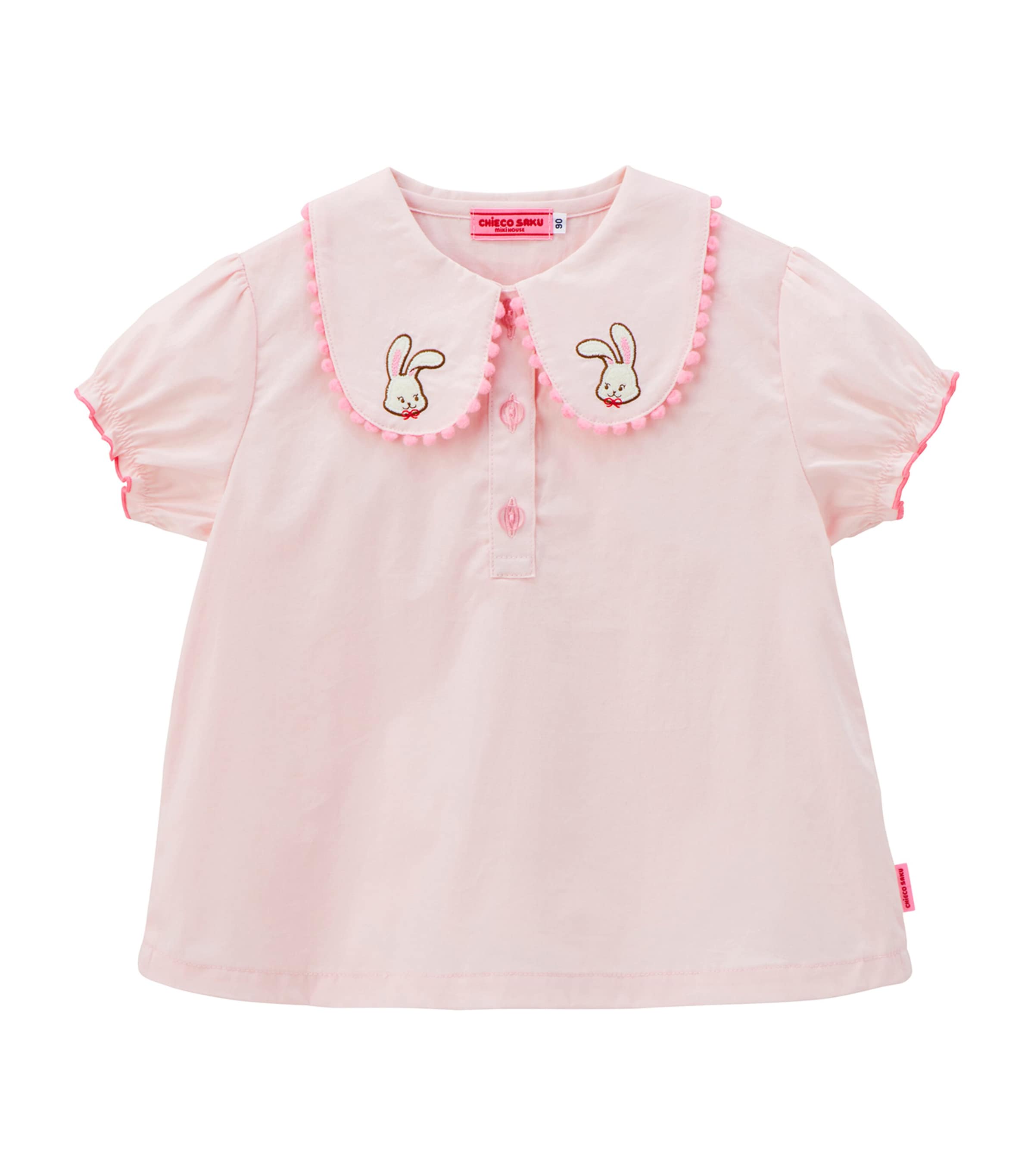 Miki House Kids' Cotton Embroidered Blouse In Pink