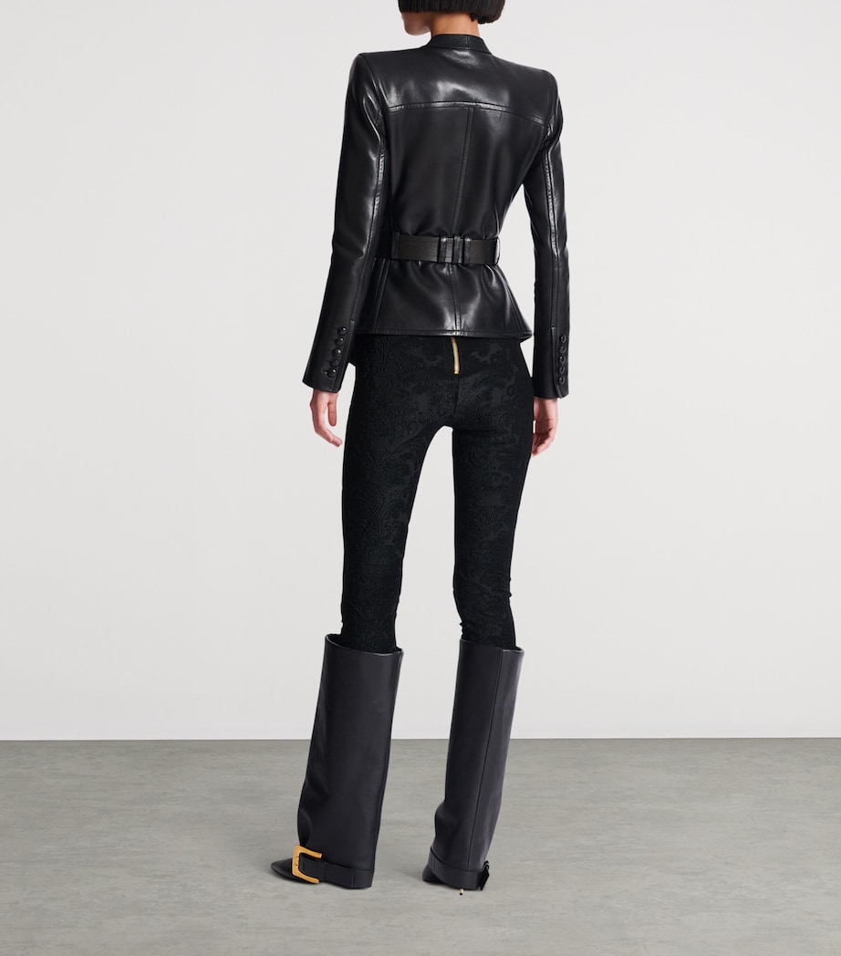 Belted Leather Jacket 0PA NOIR Image 3