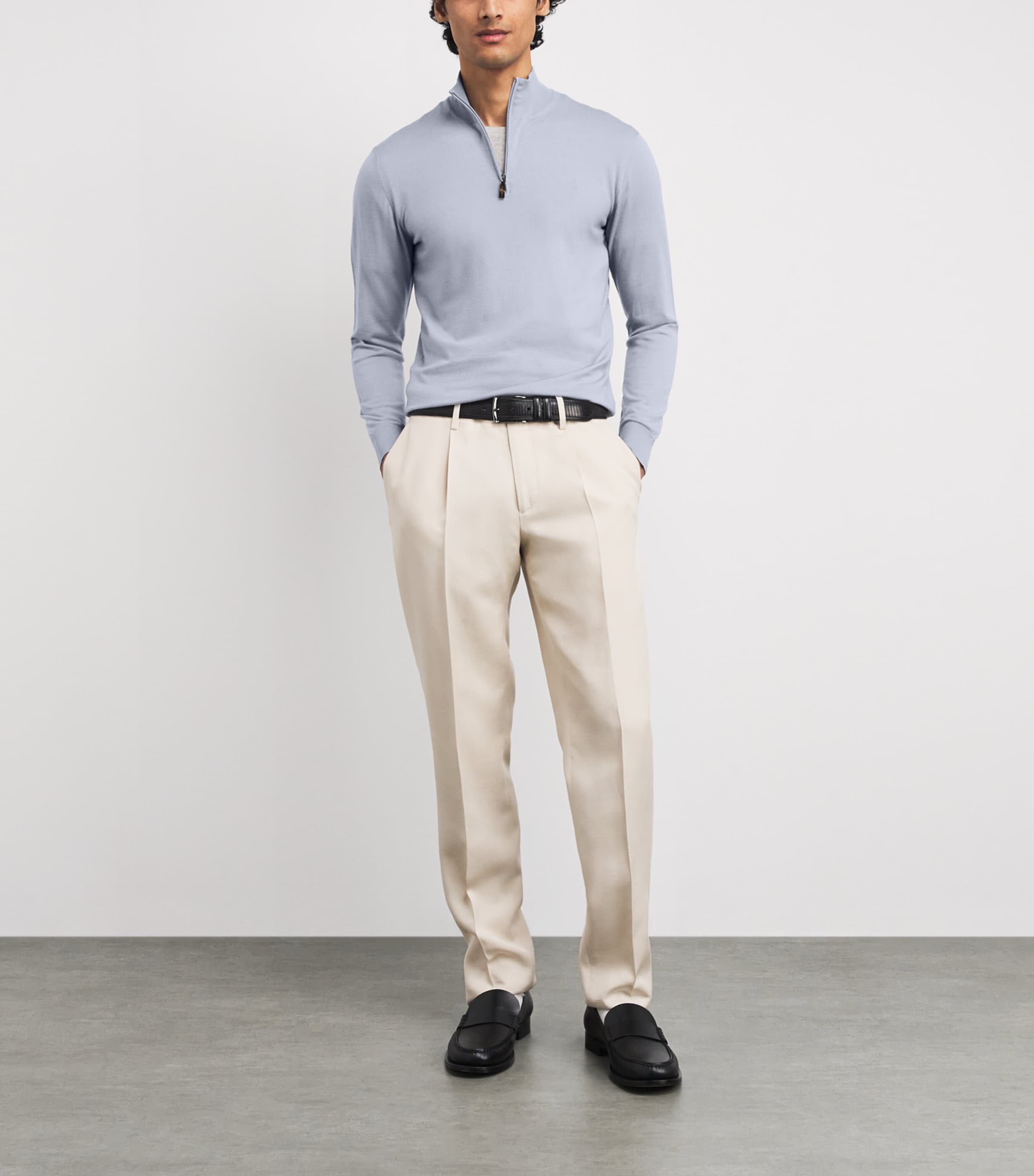 Kid Wool Quarter-Zip Sweater 40232 LIGHT BLUE Image 2