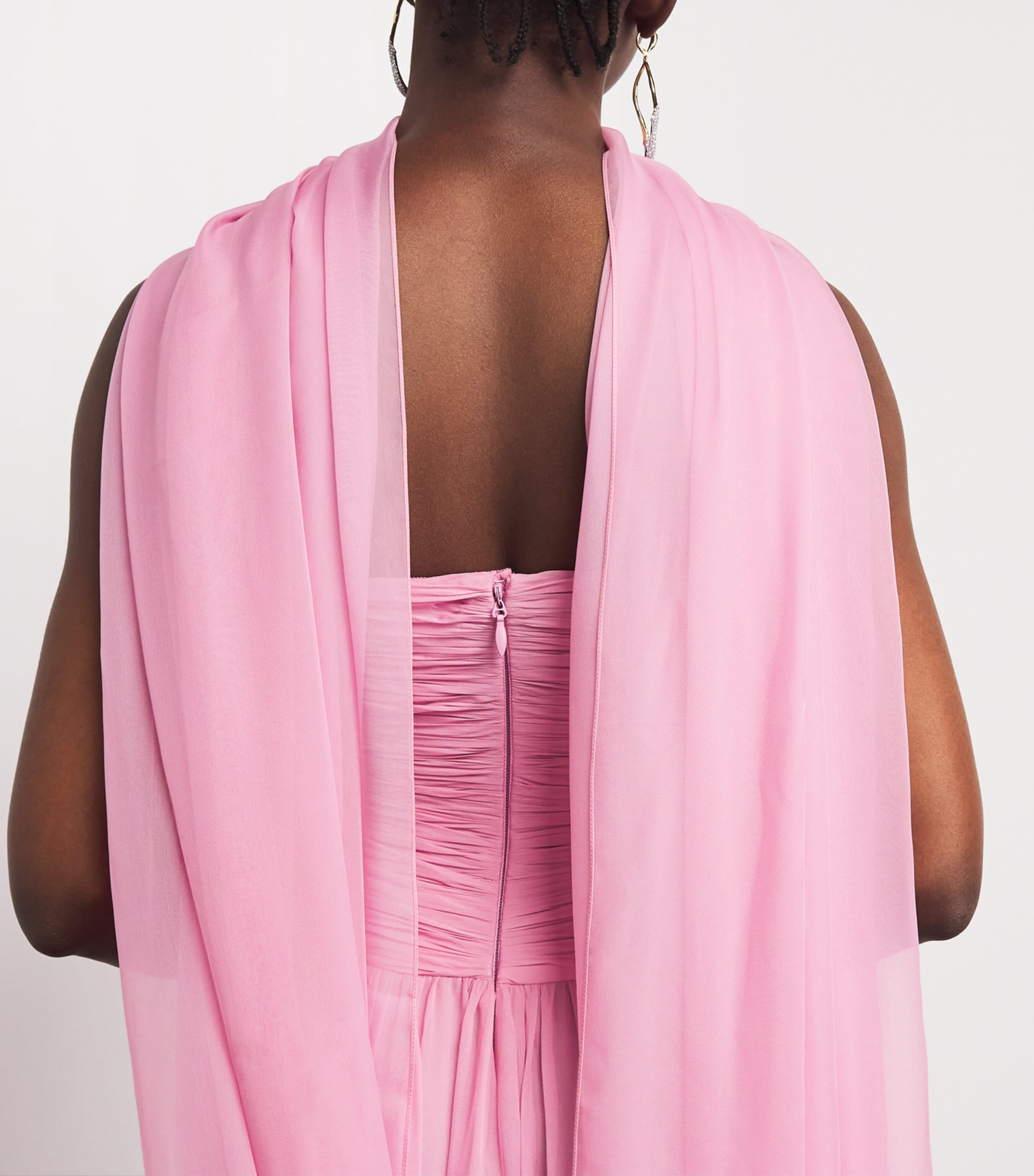 Zuhair Murad Womens Silk Chiffon Strapless Gown Cradle Pink Image 4