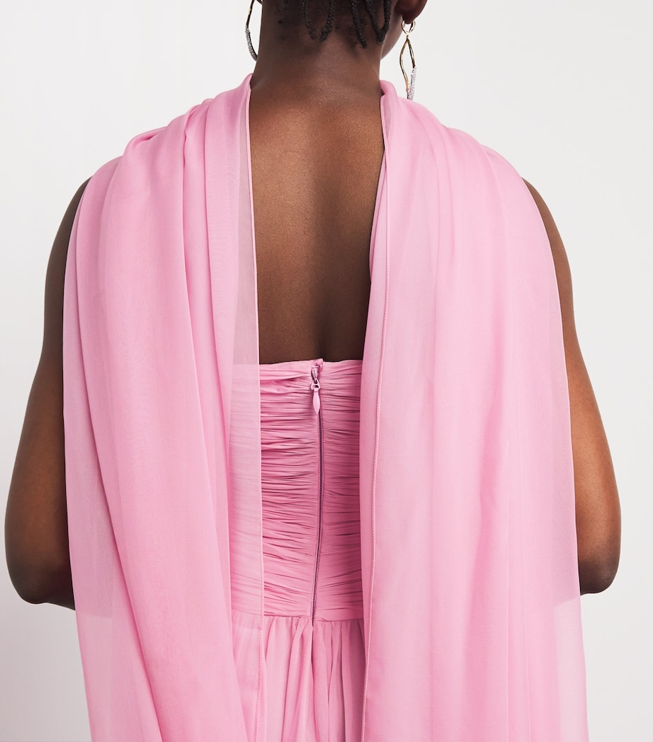 Zuhair Murad Womens Silk Chiffon Strapless Gown Cradle Pink Image 4