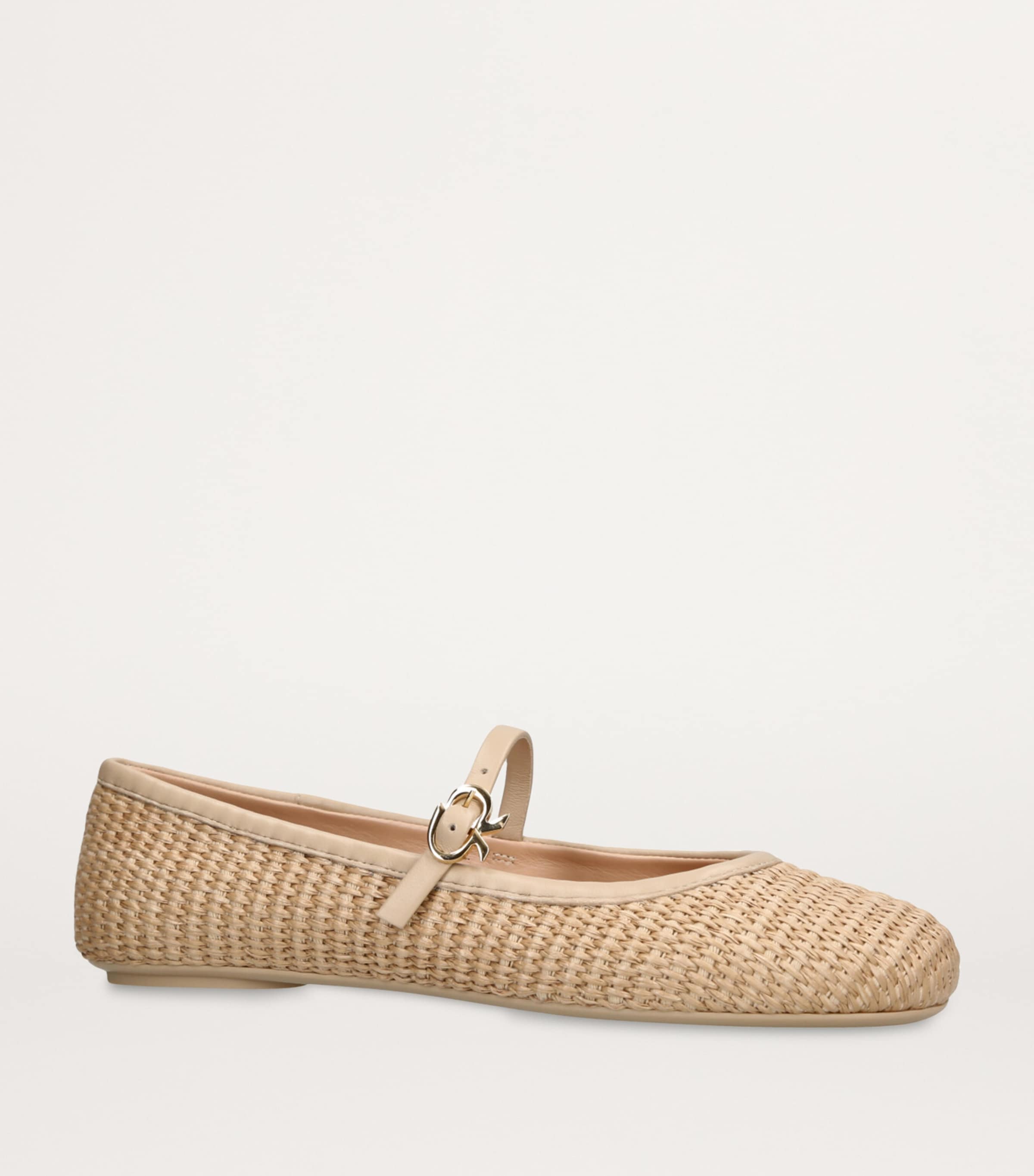 Gianvito Rossi Raffia Carla Ballet Flats Beige Comb Image 4