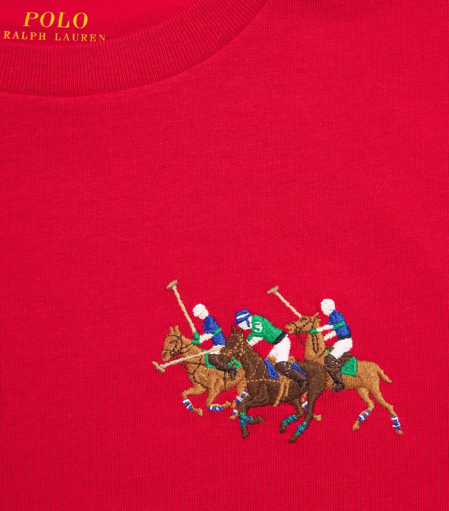 Cotton Polo Pony T-Shirt (6-14 Years) RED Image 3