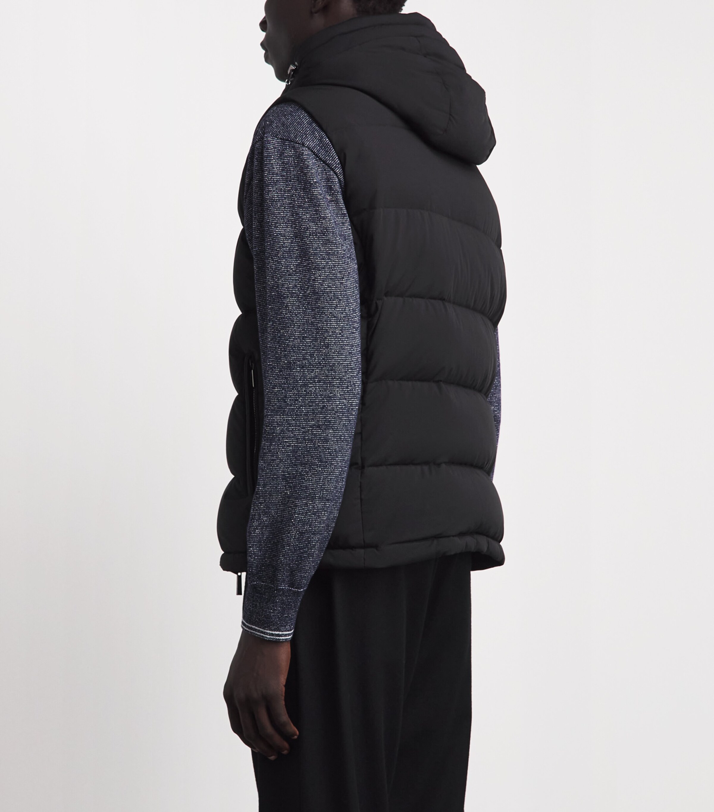 Moorer Mens Quilted Hooded Gilet Nero Image 5