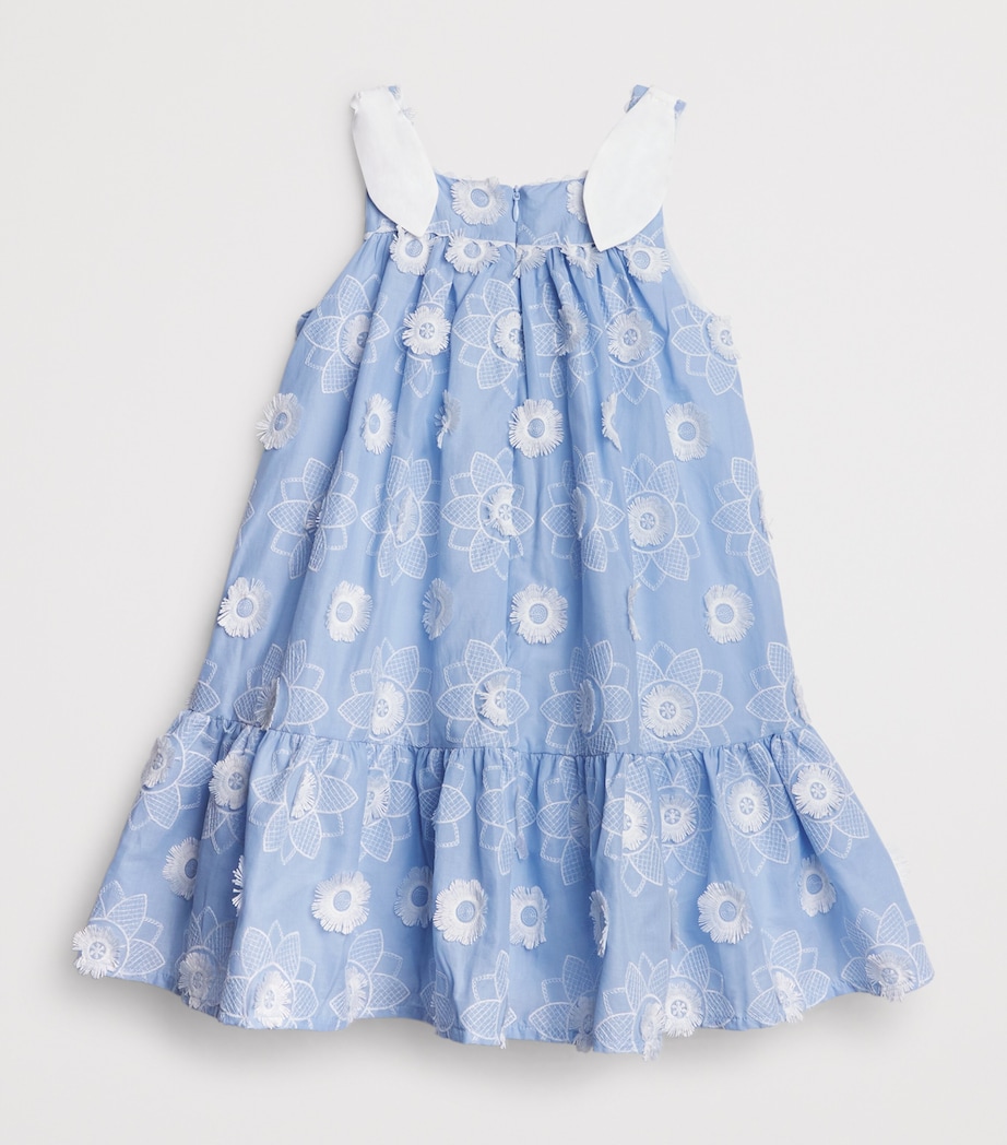 Patachou Cotton Floral Embroidered Dress (3-14 Years) Blue Porcelain Image 2