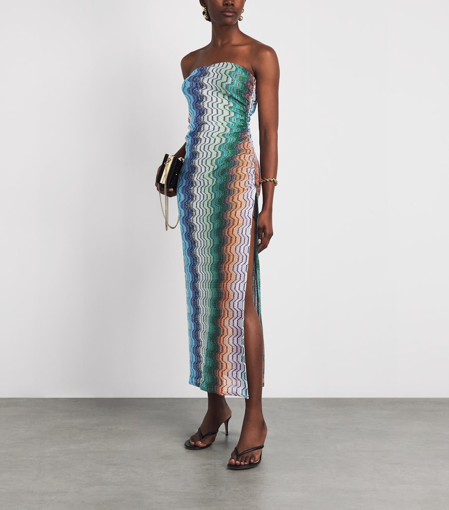 maxi missoni dress Pleated striped metallic ribbed-knit maxi dress - white