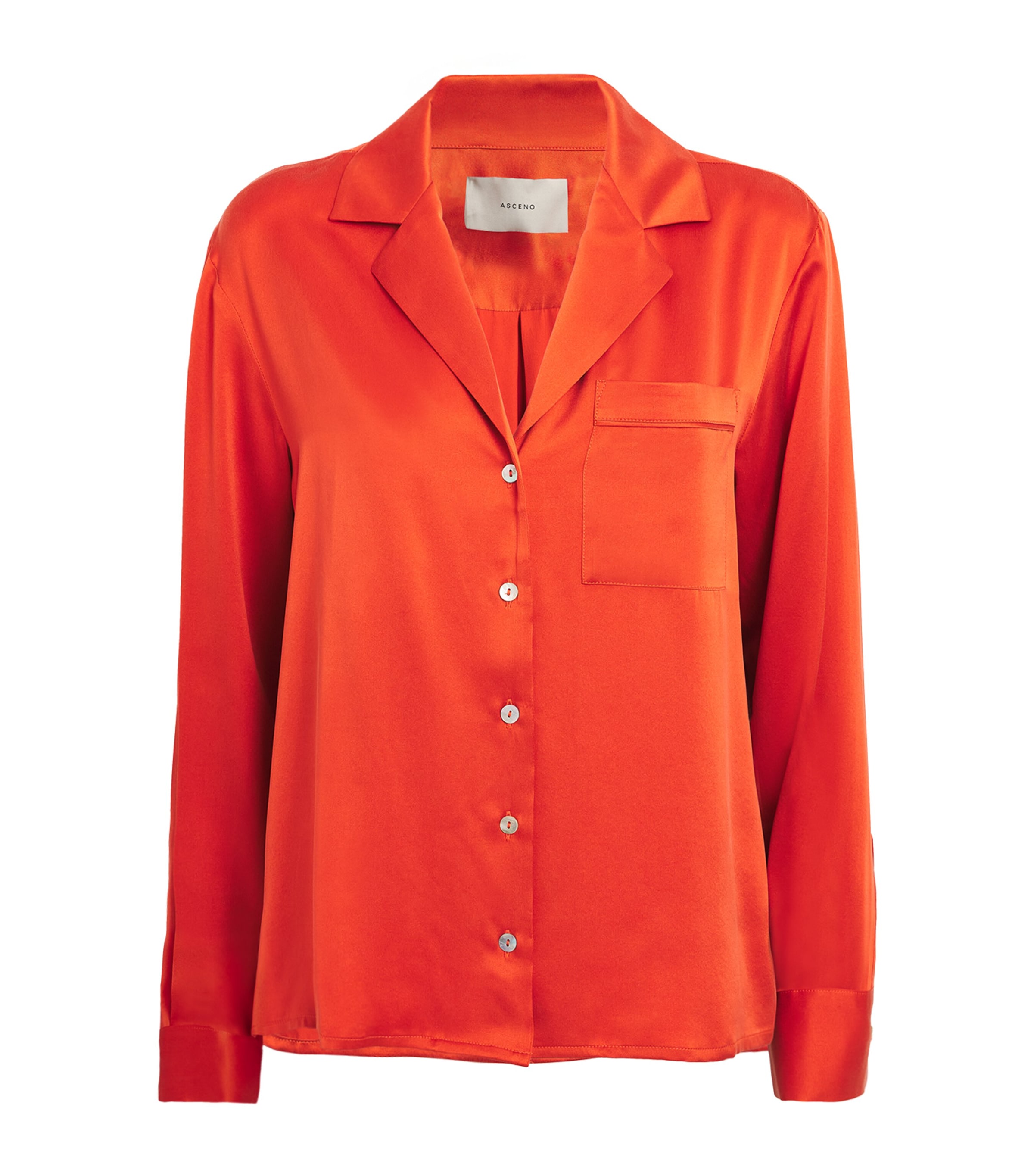 Asceno Silk Cabra Pyjama Shirt In Orange