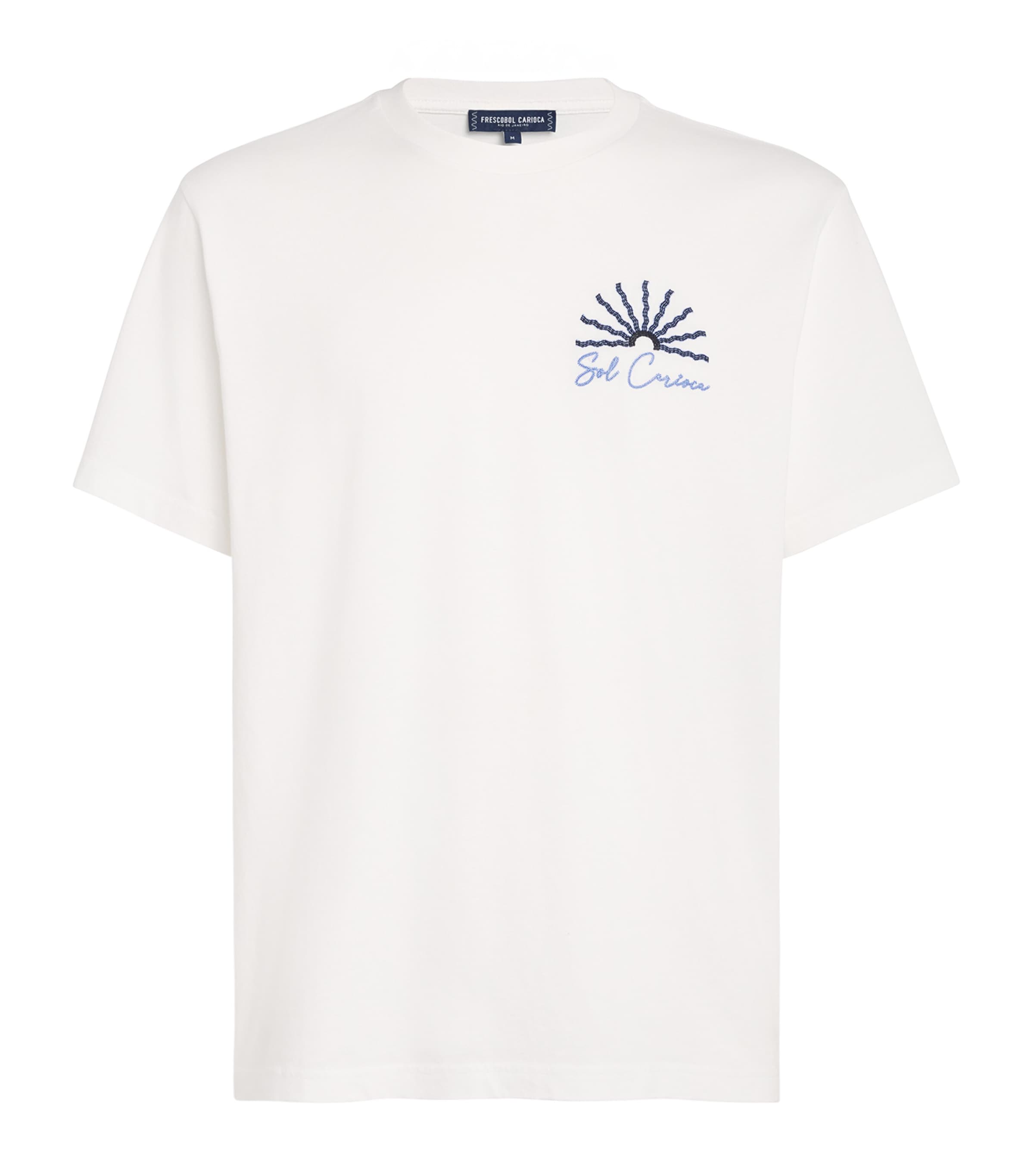 Frescobol Carioca Mens Organic Cotton Embroidered Dinis T-Shirt White Image 1