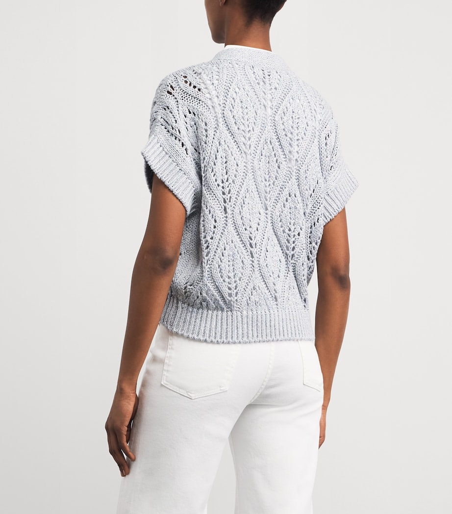 Eleventy Womens Openwork Knit Cardigan Nuvola Image 5