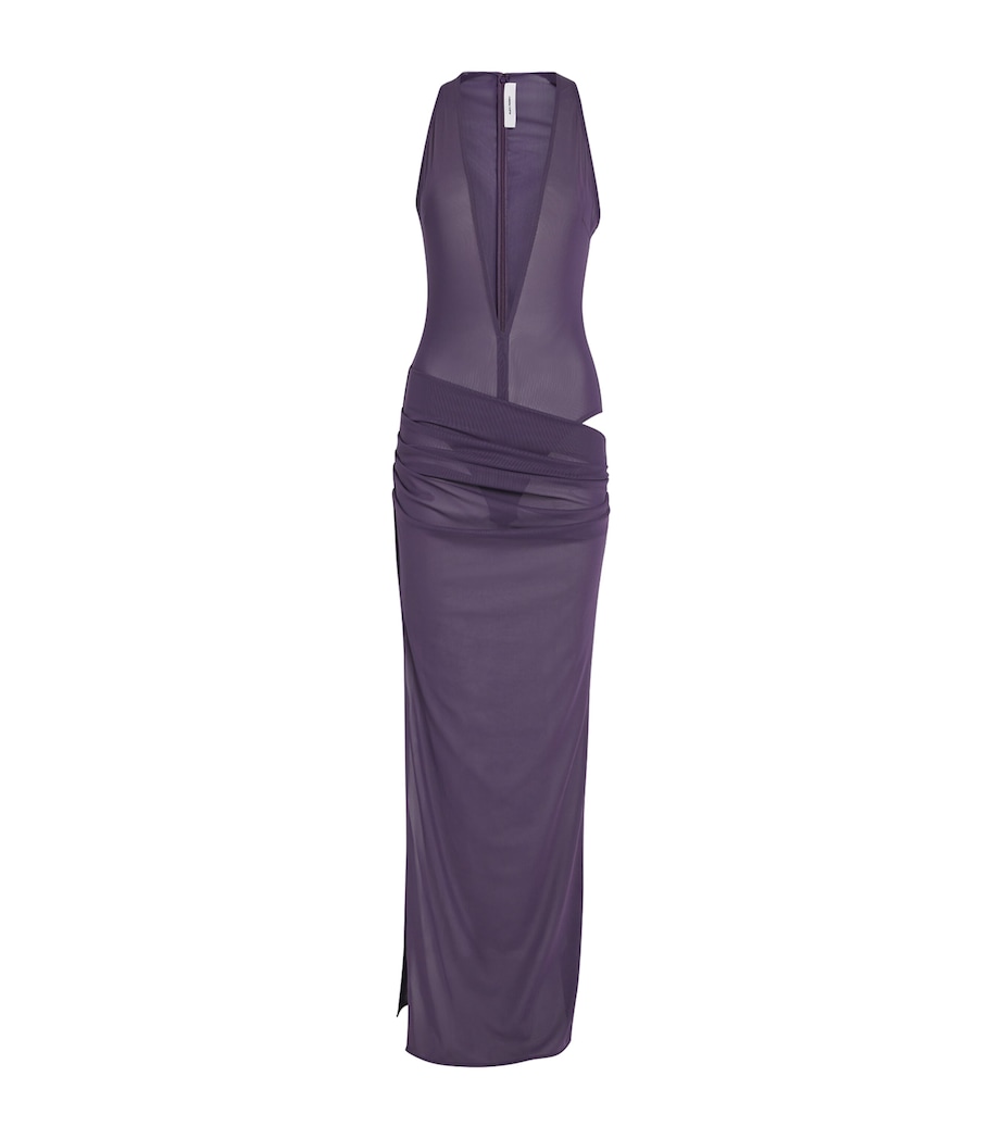 Stretch-Mesh Maxi Dress GRAPE Image 1