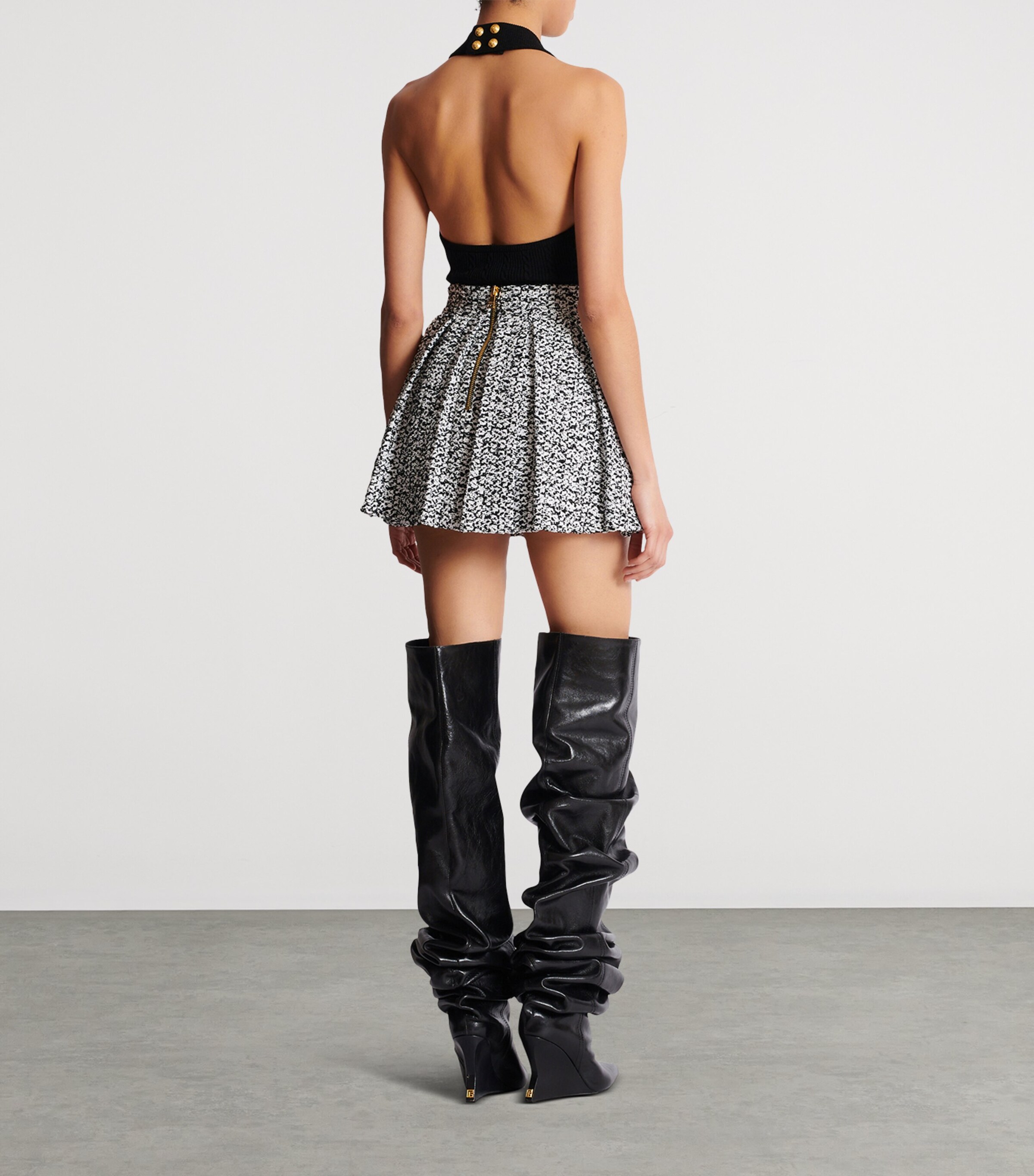 Tweed Pleated Mini Skirt EAB NOIR/BLANC Image 3