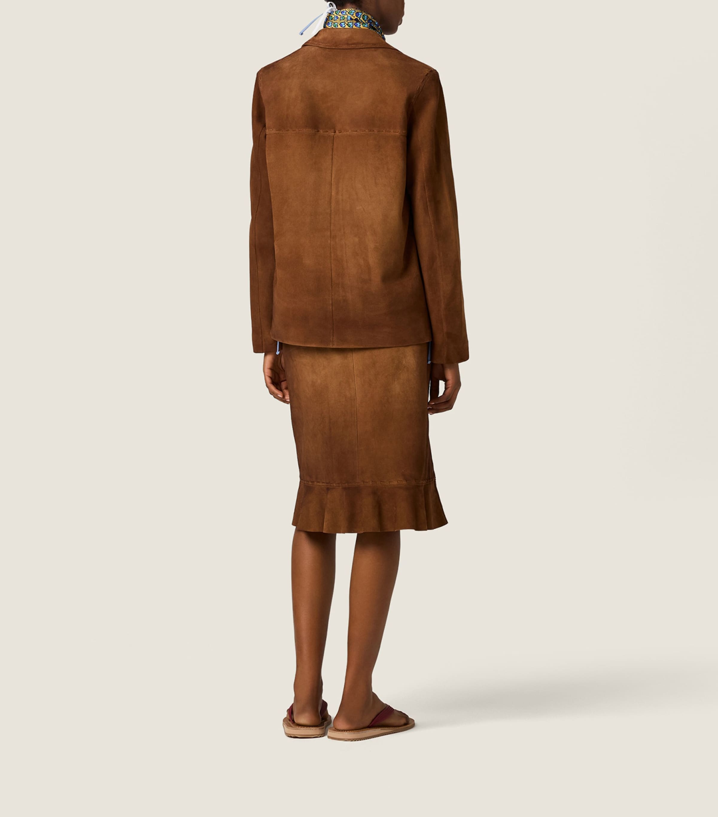 Miu Miu Womens Suede Jacket Brown Image 3