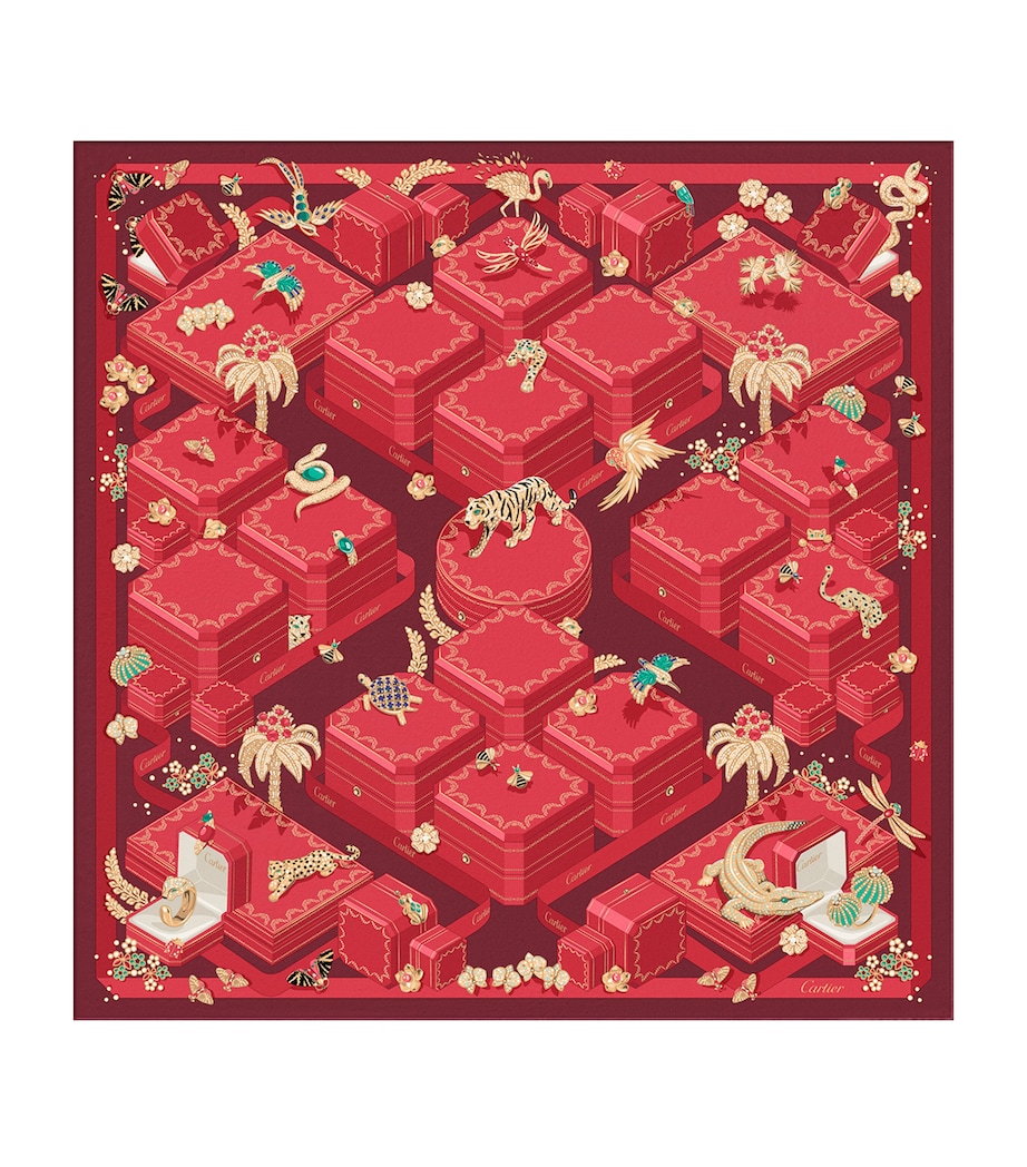 Silk Jewellery Boxes Scarf RED Image 1